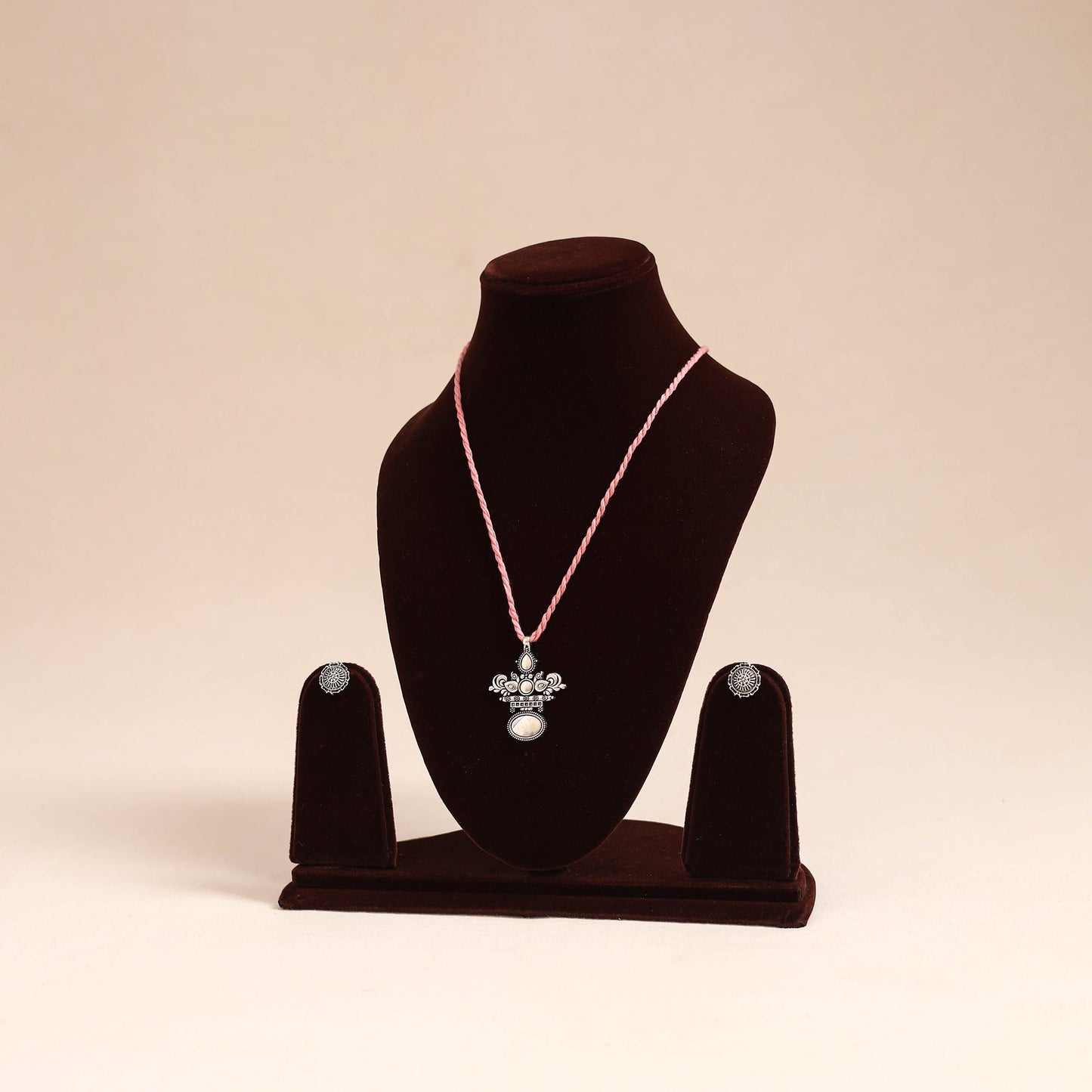 Pink - german silver necklace set 07 - handcrafted