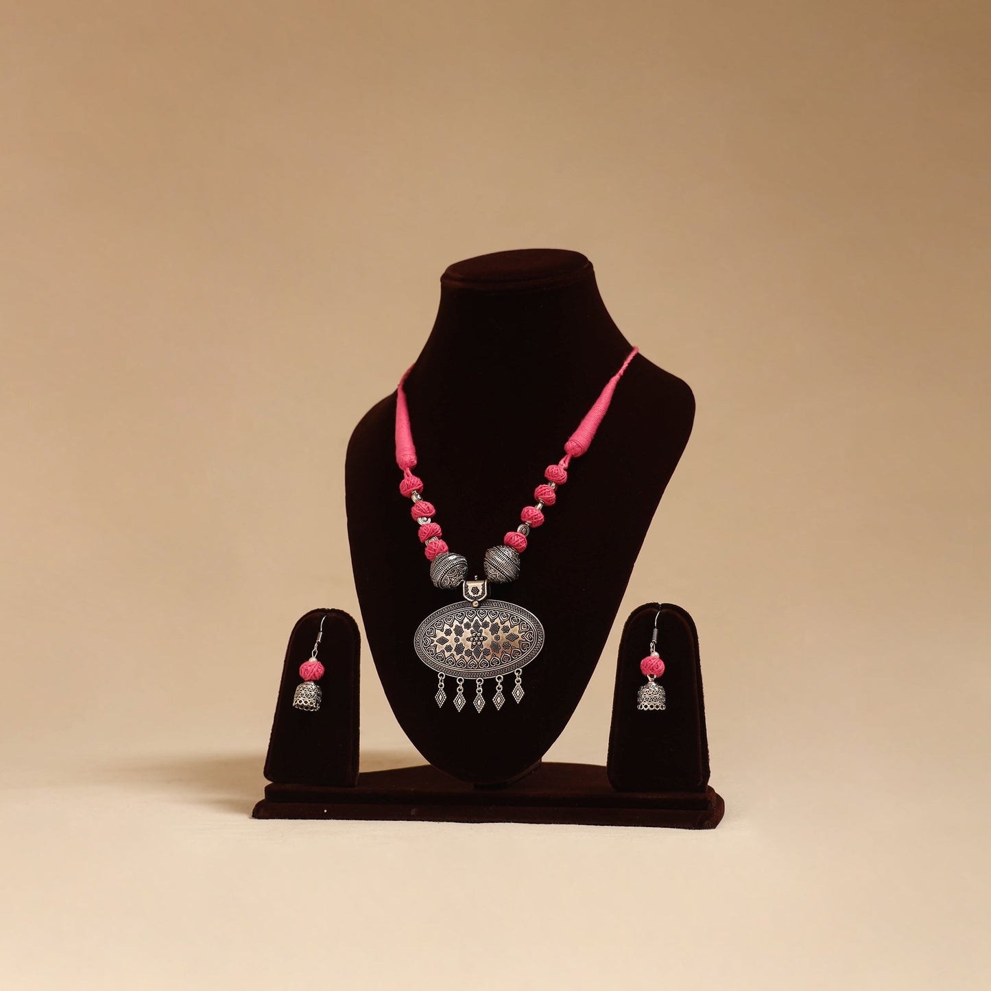 German silver thread beads necklace set 31 - handcrafted