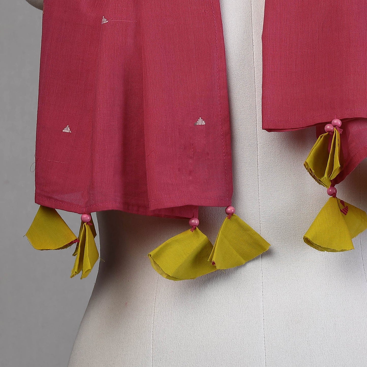 Godavari Jamdani Buti Patchwork Cotton Stole with Tassels