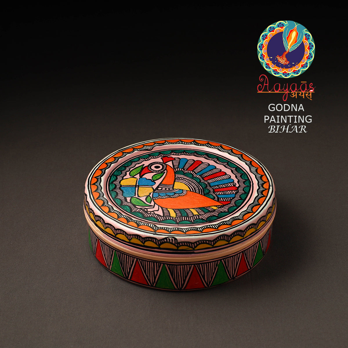 Godna Madhubani Handpainted Stainless Steel Casserole