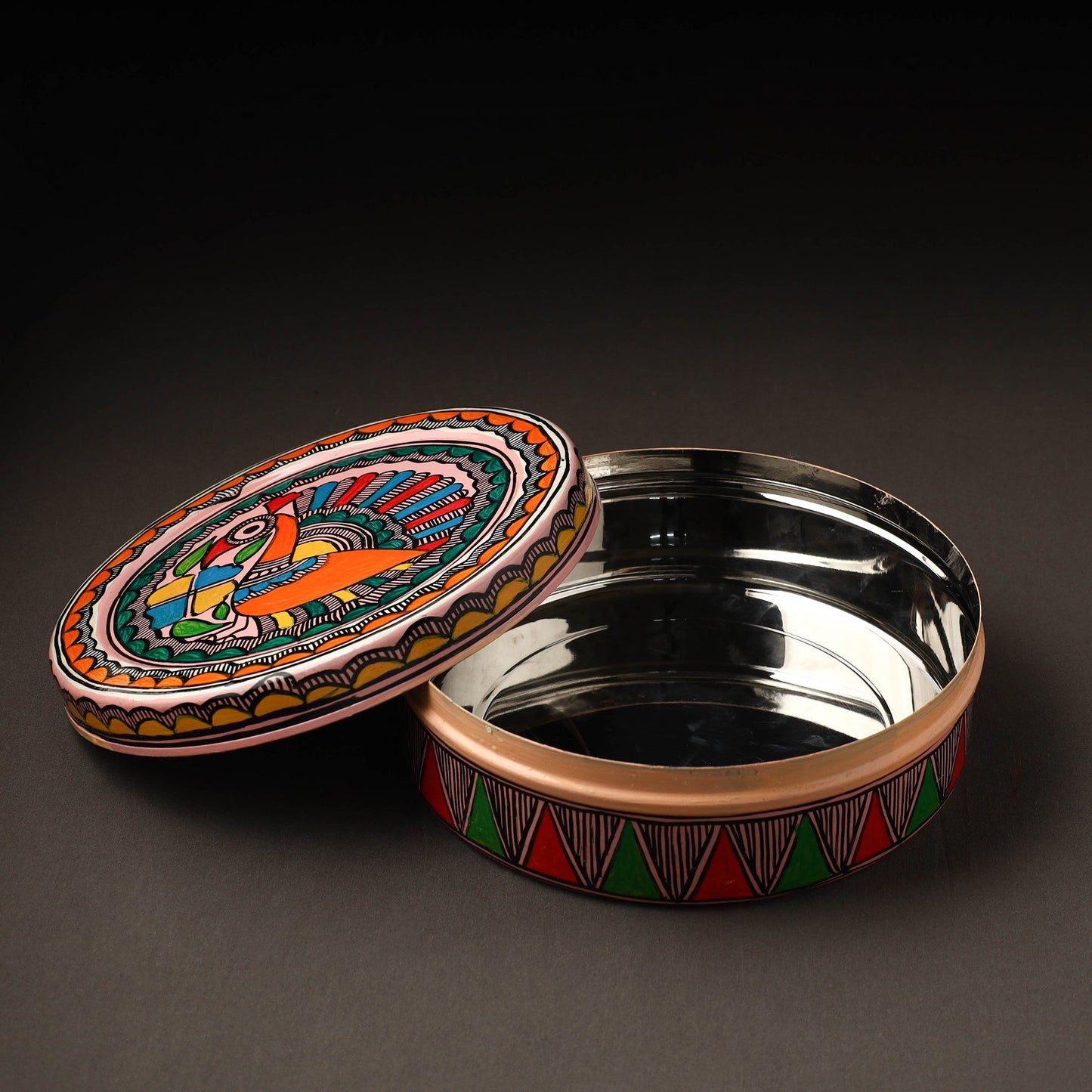 Godna Madhubani Handpainted Stainless Steel Casserole