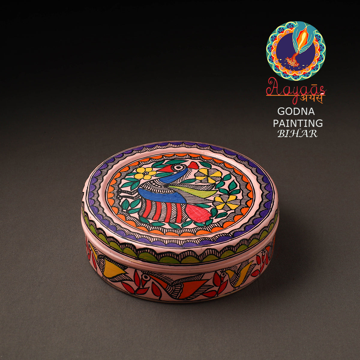 Godna Madhubani Handpainted Stainless Steel Casserole