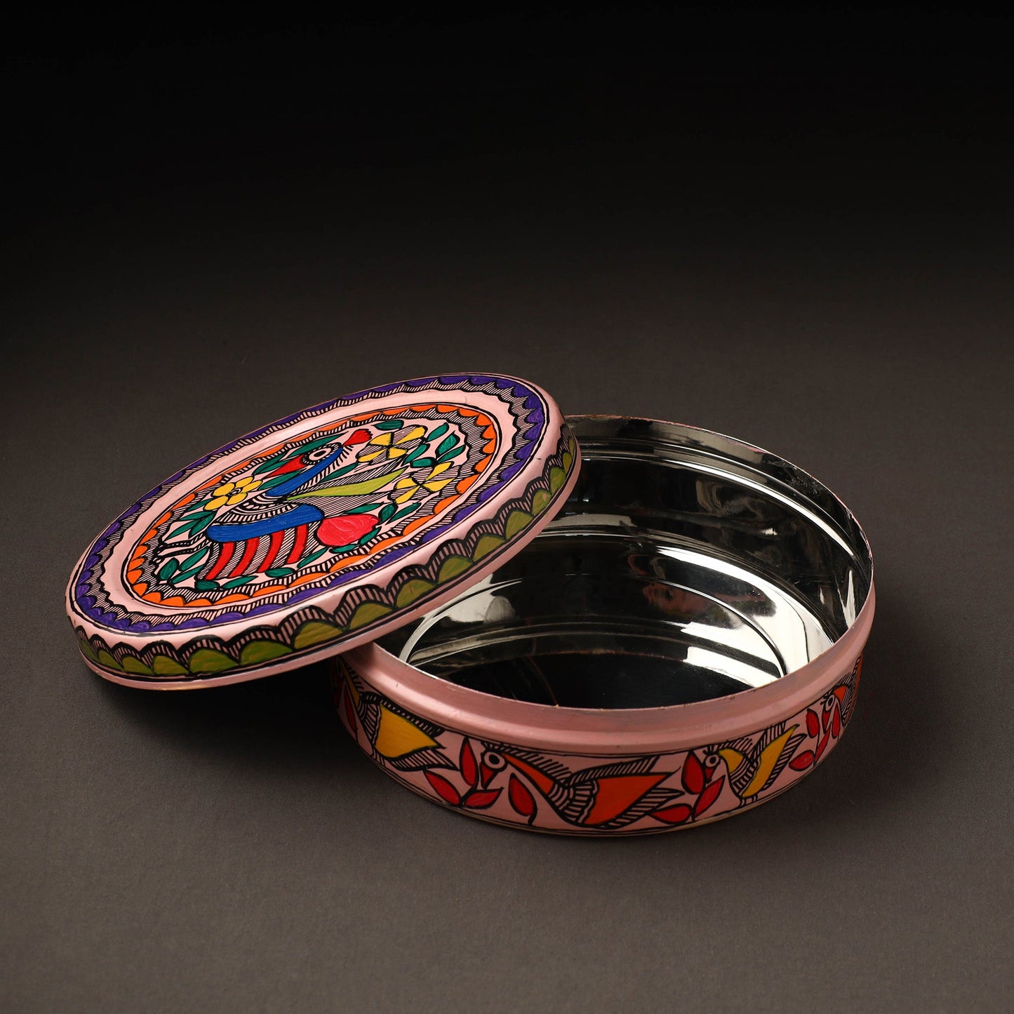 Godna Madhubani Handpainted Stainless Steel Casserole