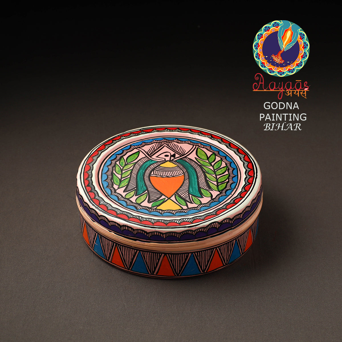 Godna Madhubani Handpainted Stainless Steel Casserole