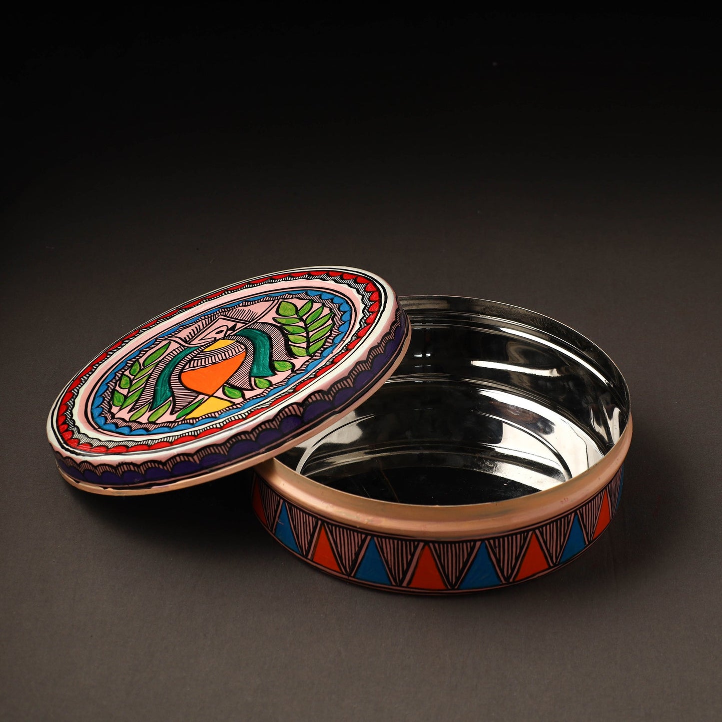 Godna Madhubani Handpainted Stainless Steel Casserole
