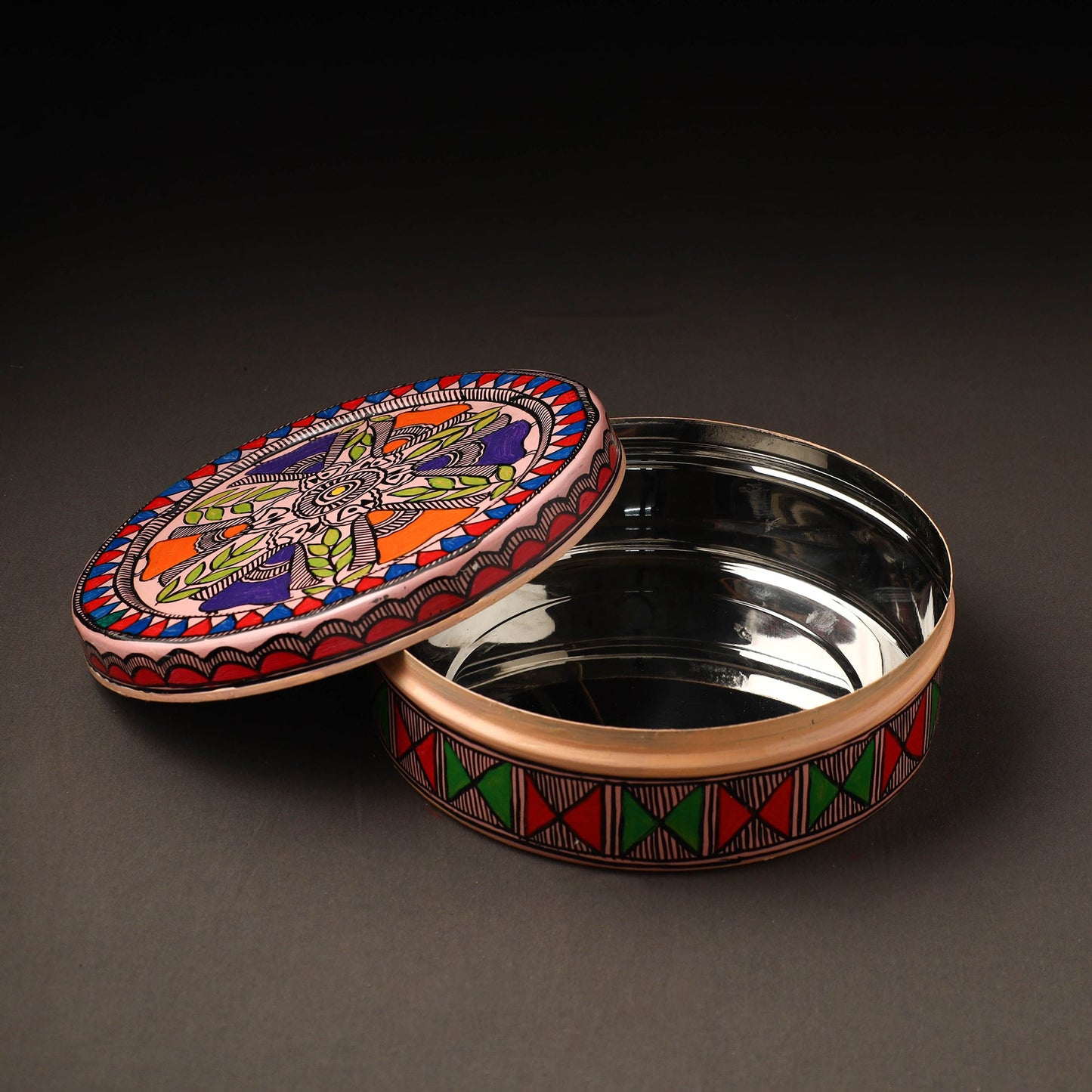 Godna Madhubani Handpainted Stainless Steel Casserole