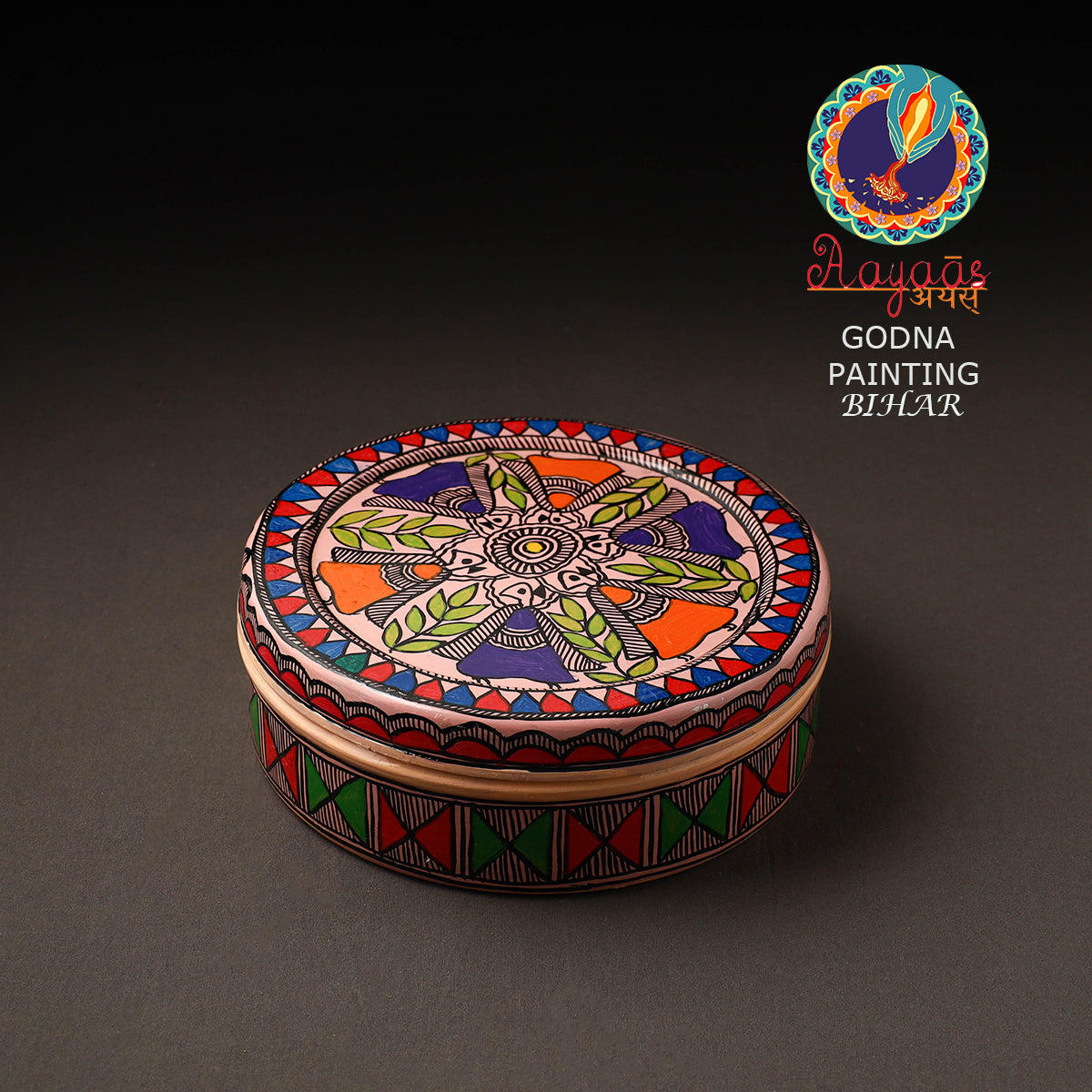 Godna Madhubani Handpainted Stainless Steel Casserole