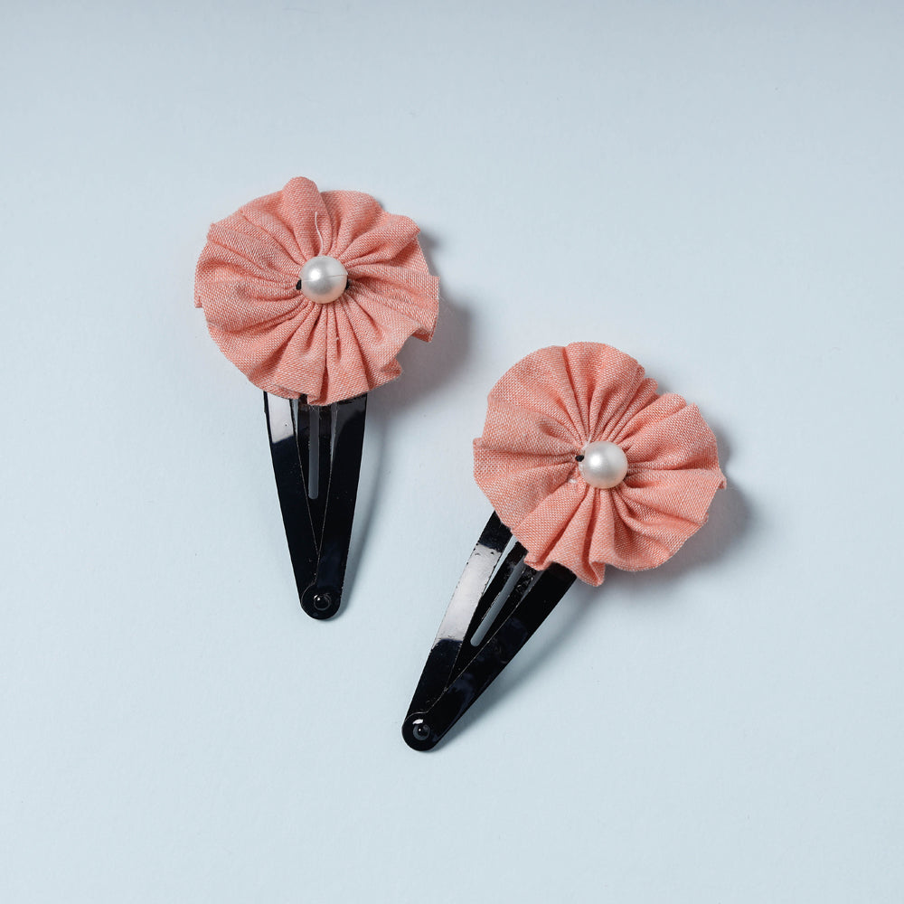 Gulmohar Flower Handmade Tik-Tok Hair Clip (Set of 2) Online l iTokri.com