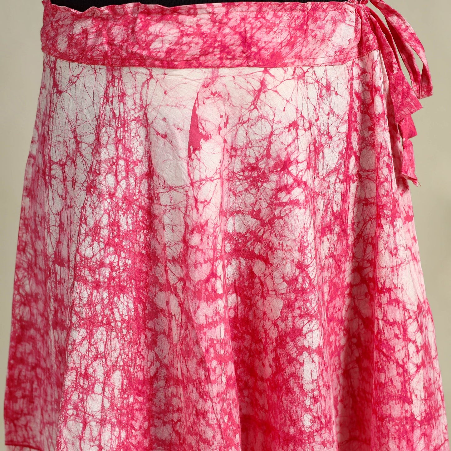 Pink Hand Batik Print Running Stitch Cotton Long Skirt