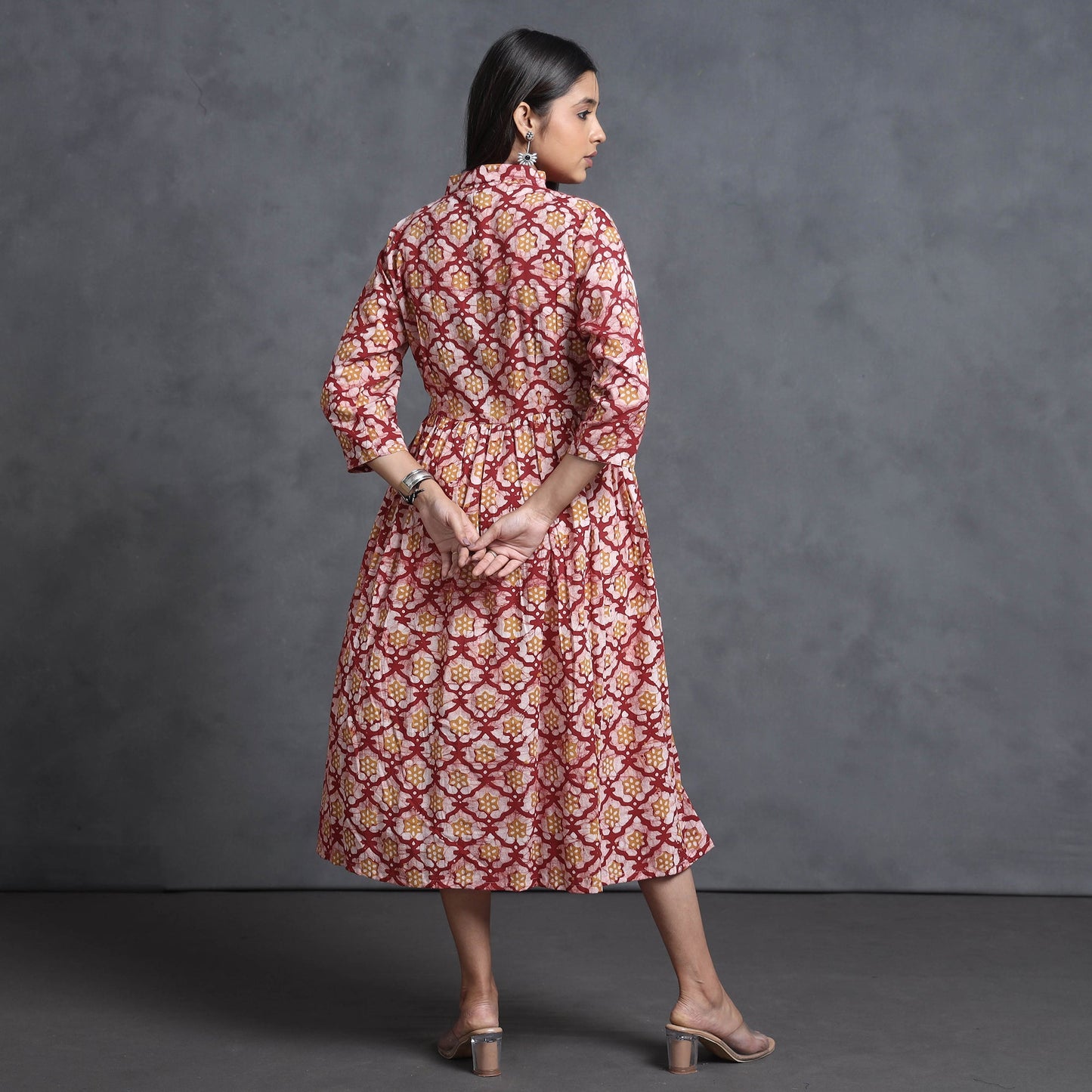 Hand Batik Printed Cotton Flared Gher Dress