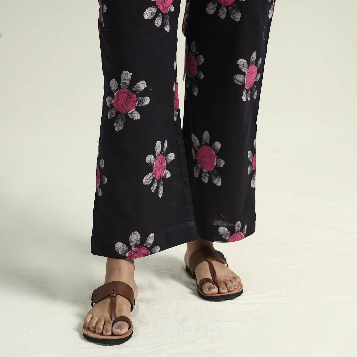 Hand batik printed cotton kurta with palazzo & dupatta set