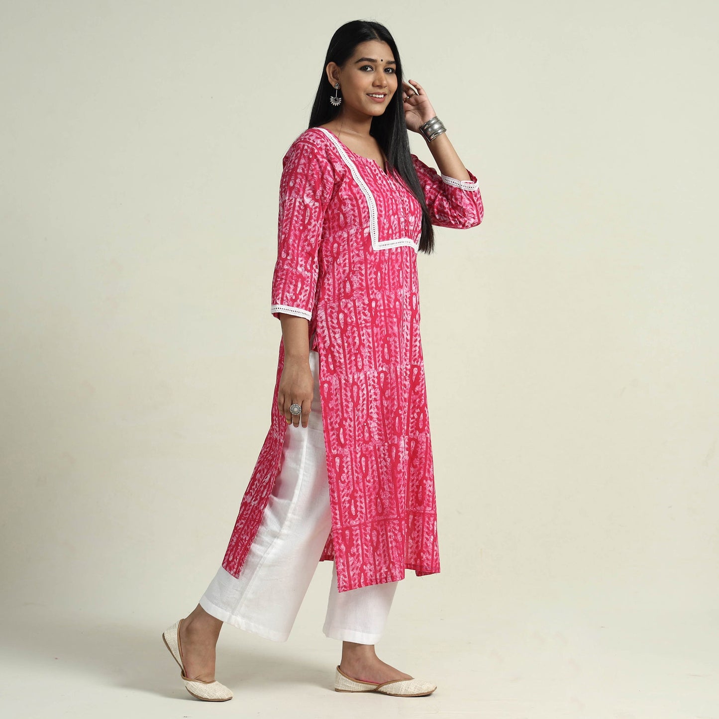 Hand Batik Printed Cotton Kurta with Palazzo Set
