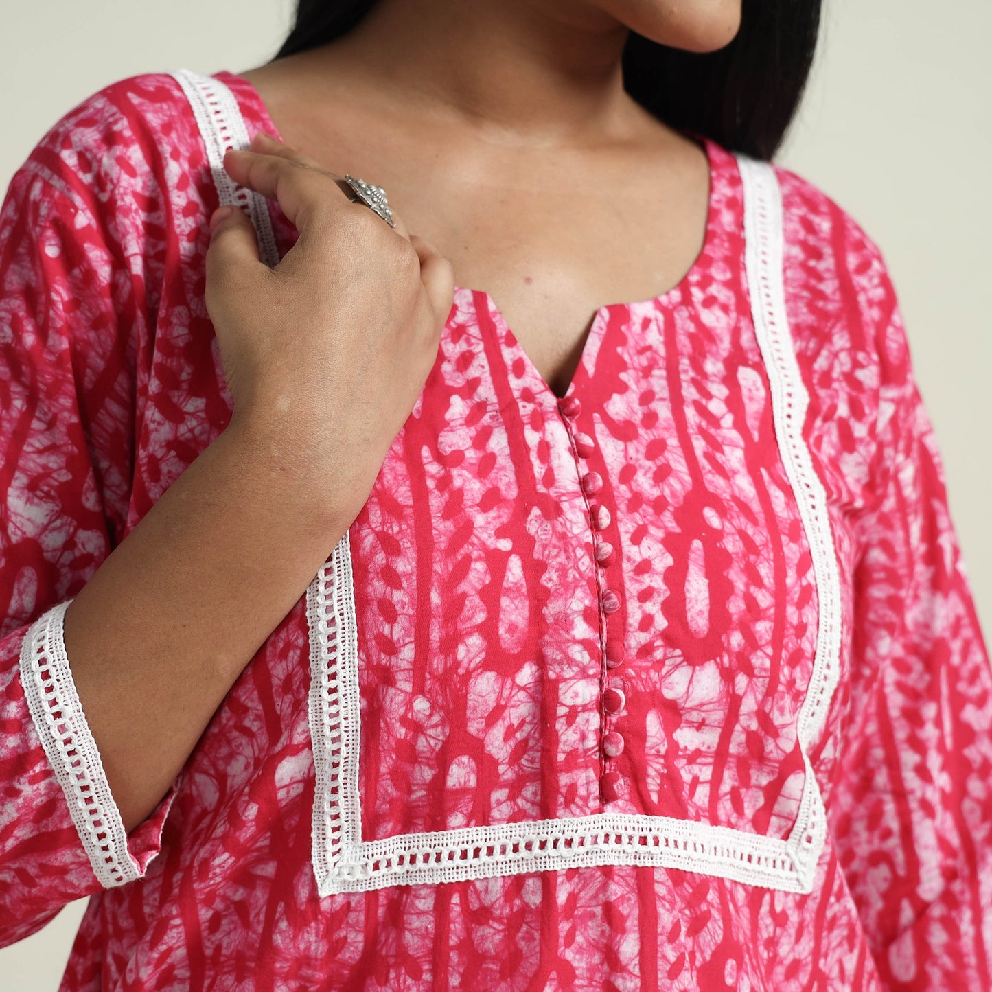 Hand Batik Printed Cotton Kurta with Palazzo Set