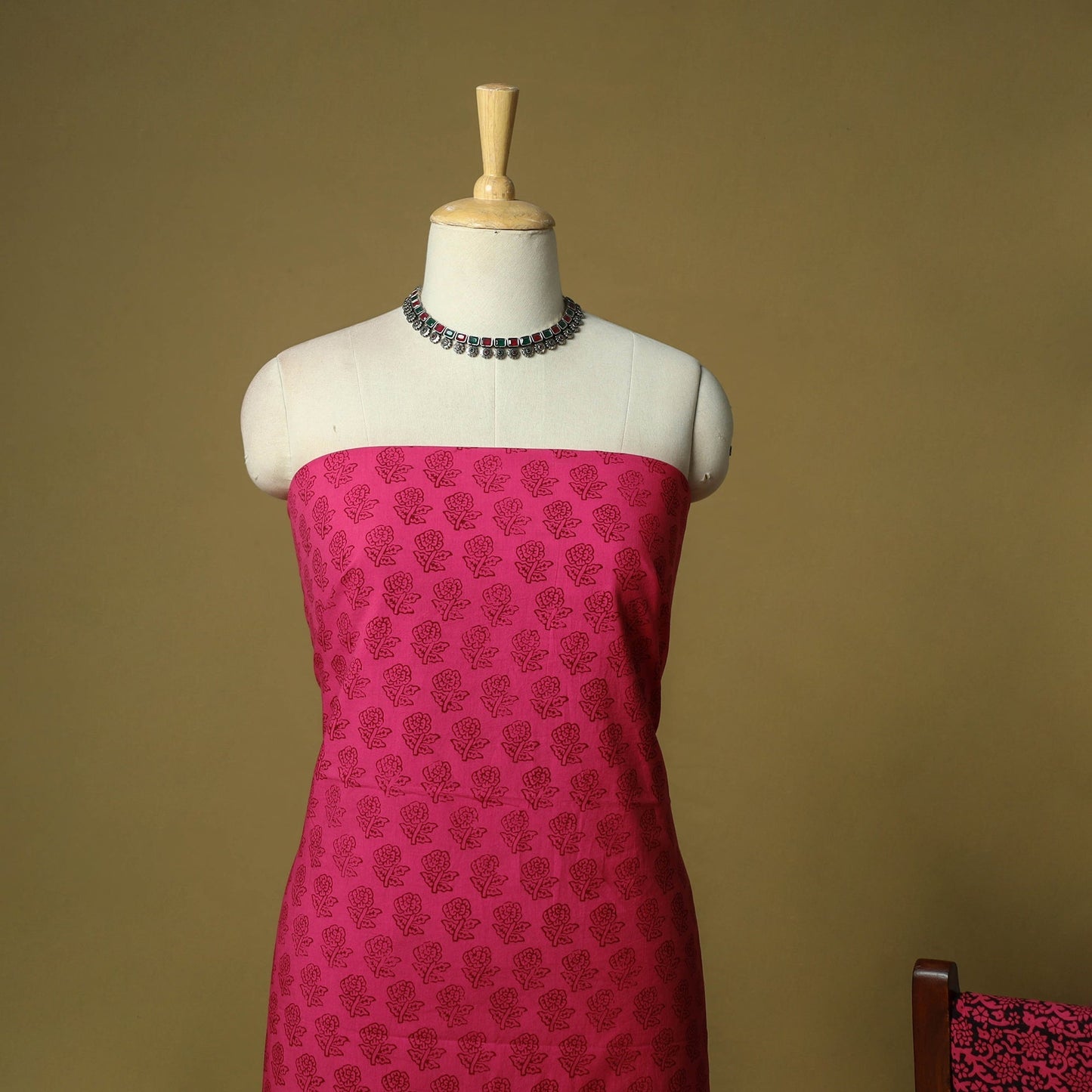 Hand block bagh print cotton 3pc unstitched dress material