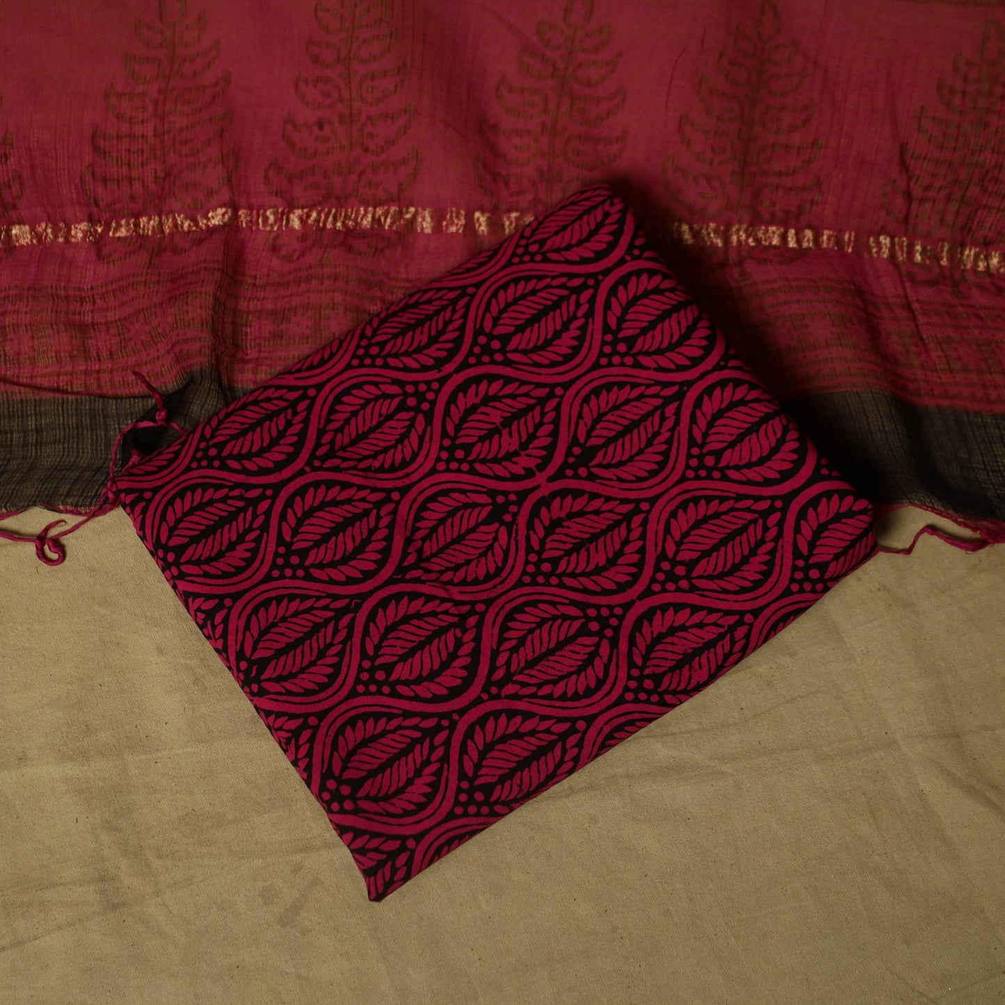 Hand block bagh print cotton 3pc unstitched dress material