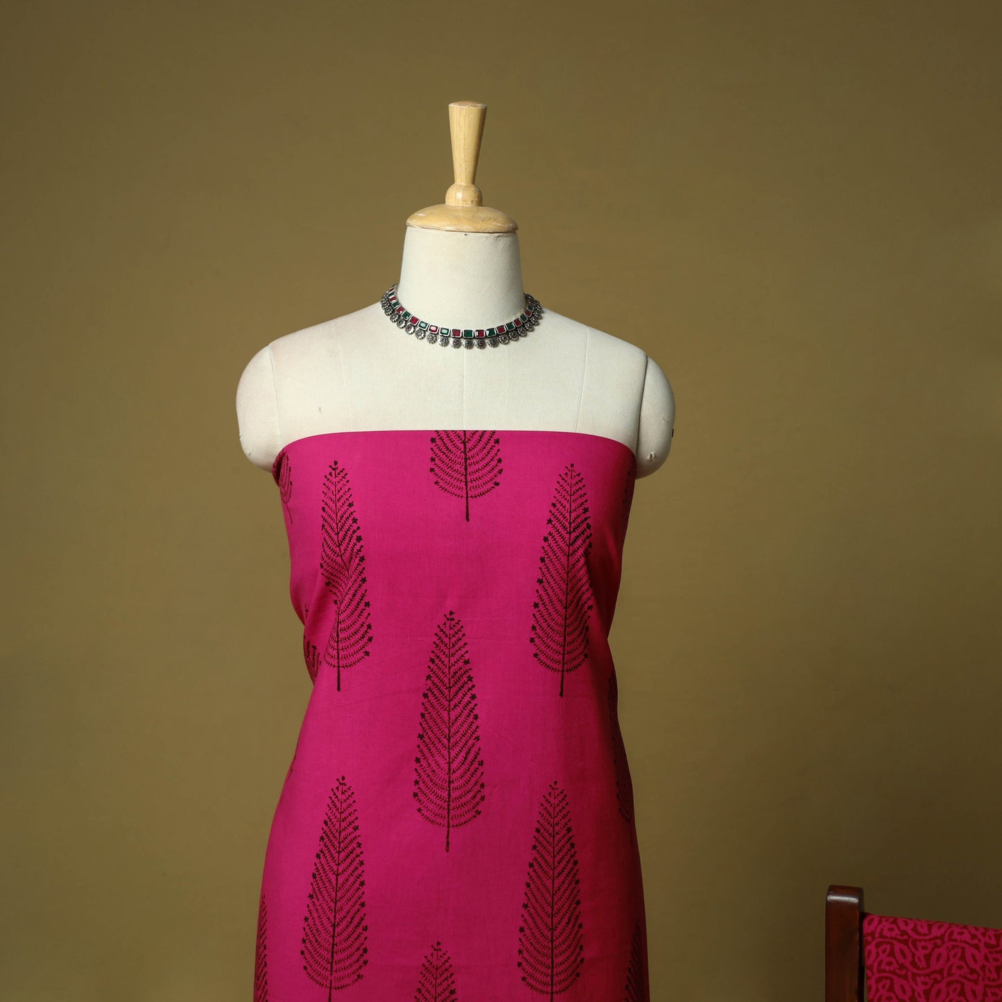 Hand block bagh print cotton 3pc unstitched dress material