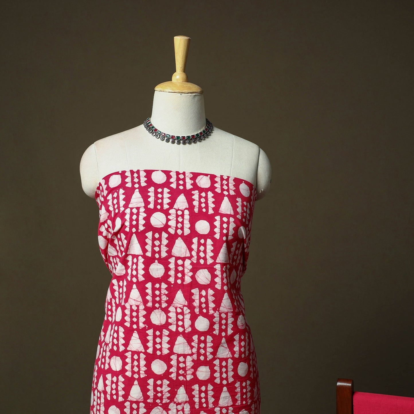 Hand block batik print cotton 3pc unstitched dress material