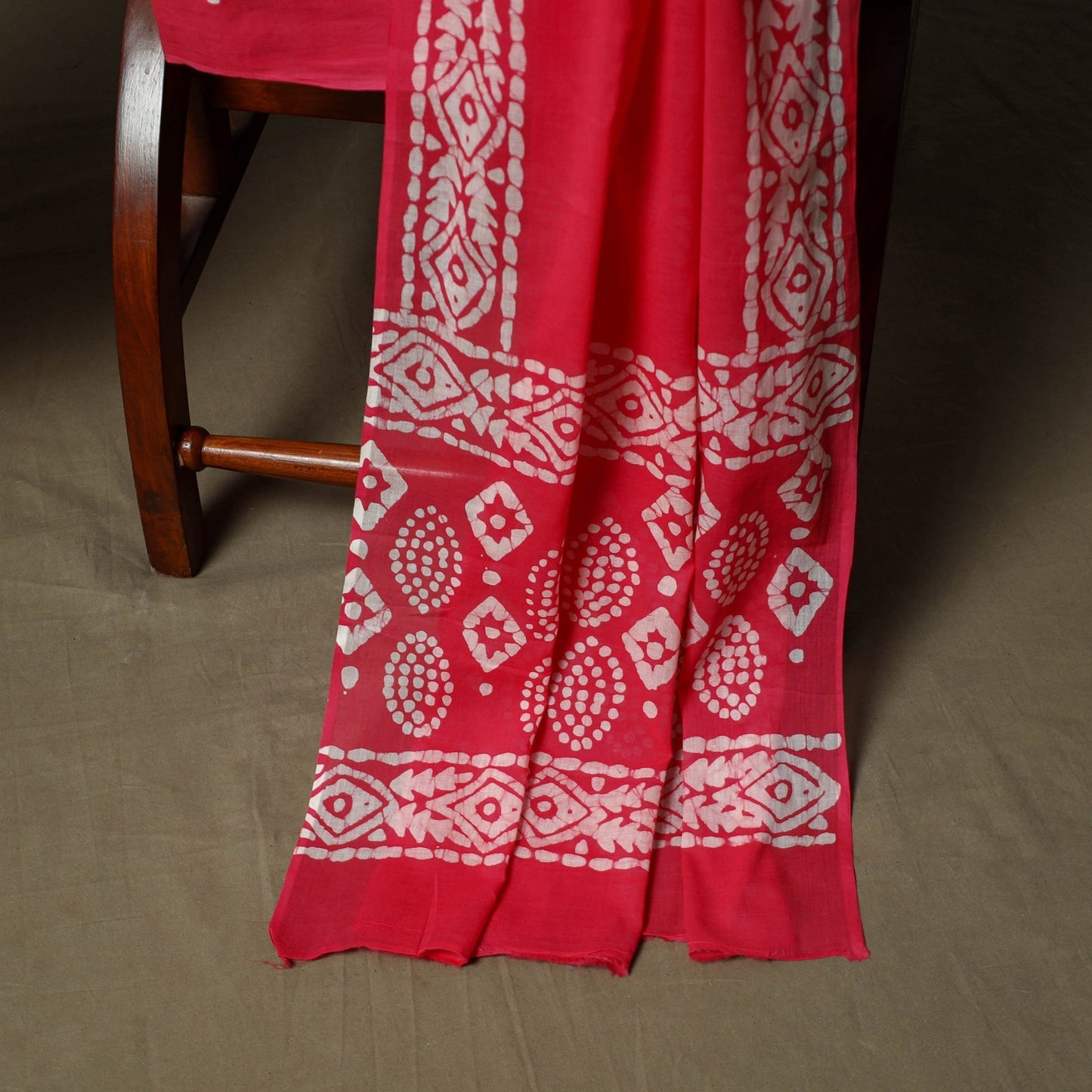 Hand block batik print cotton 3pc unstitched dress material