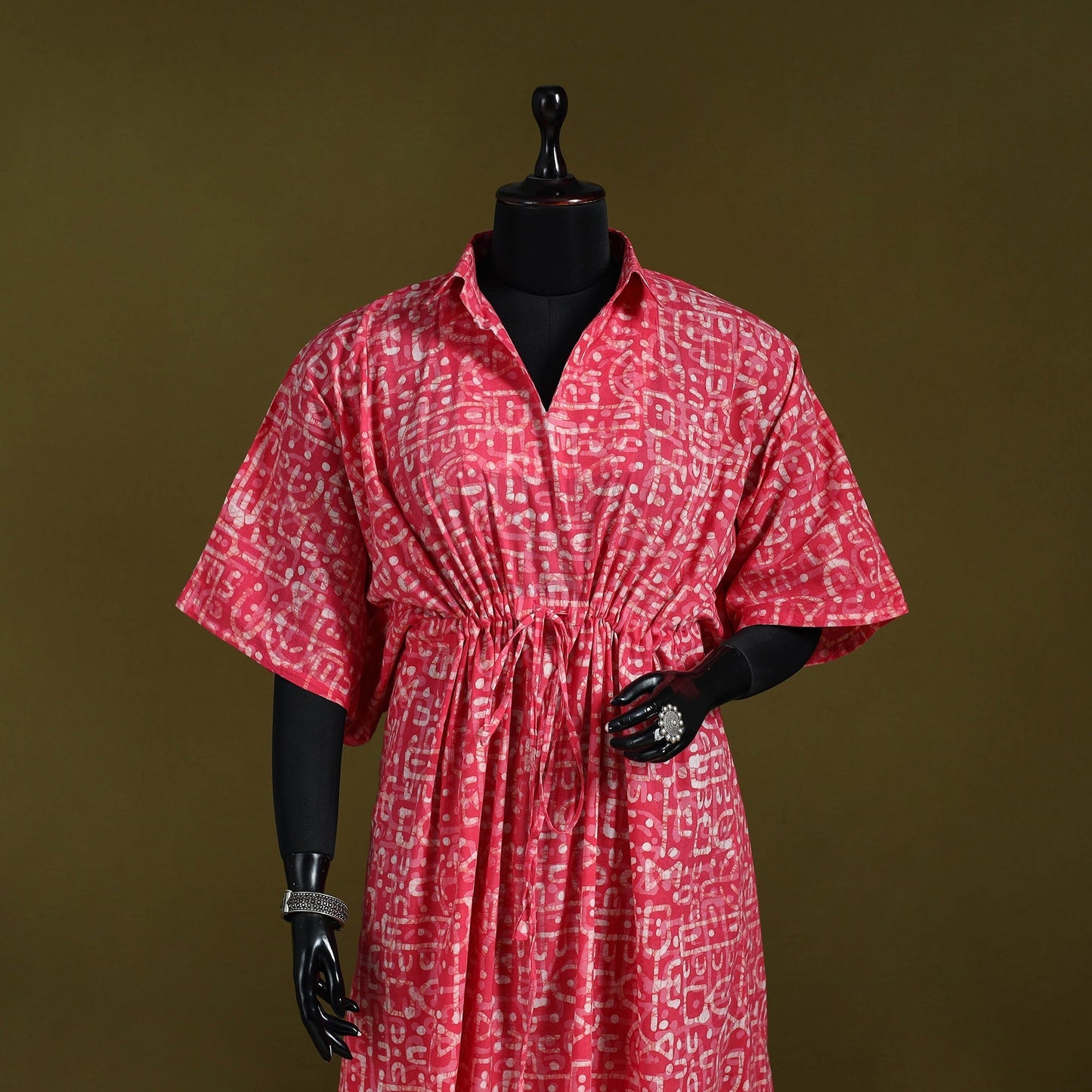 Hand batik cotton long kaftan 06 - handcrafted