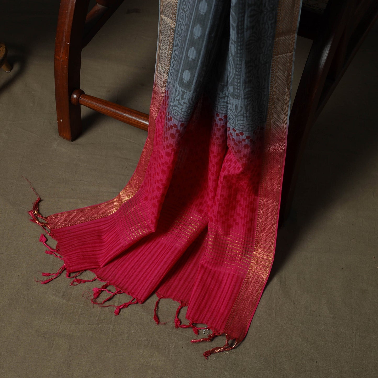 Hand block print mangalagiri cotton 3pc unstitched dress