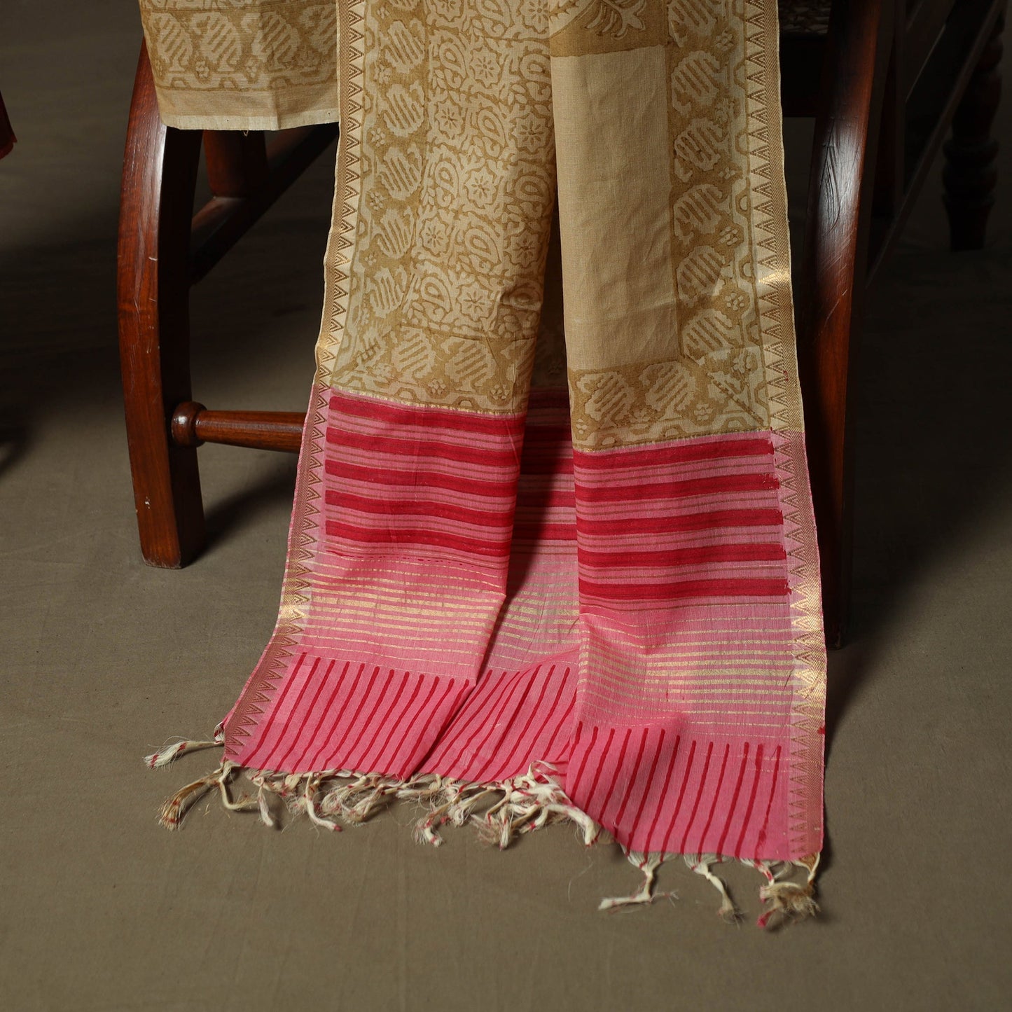 Hand block print mangalagiri cotton 3pc unstitched dress
