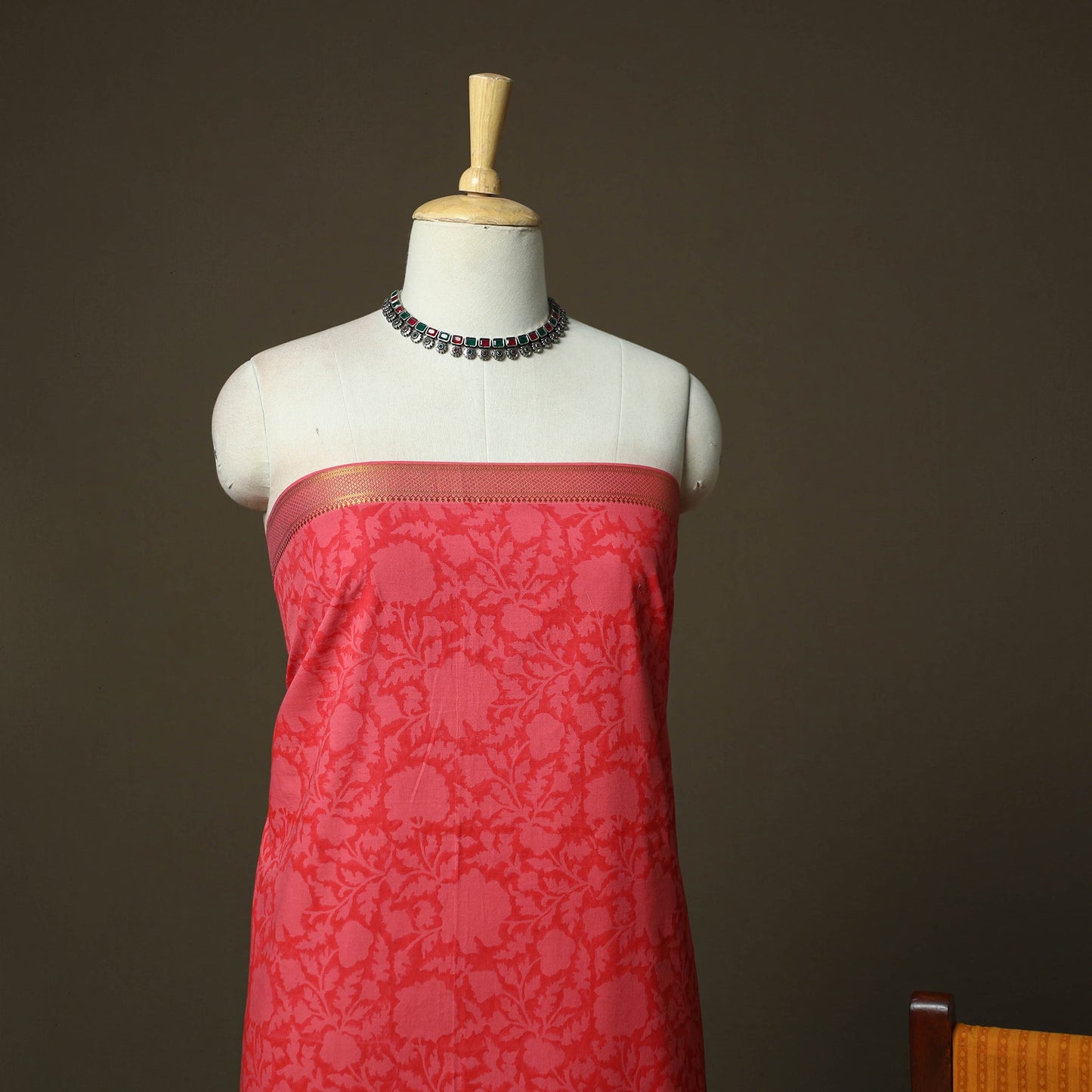 Hand block print mangalagiri cotton 3pc unstitched dress