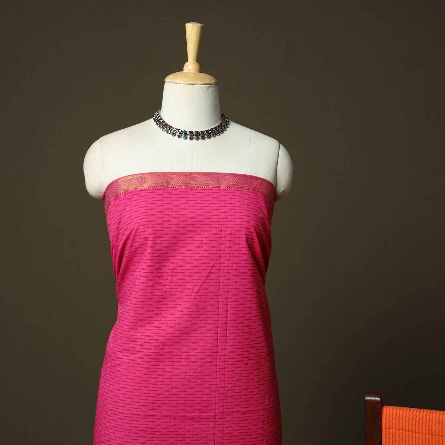 Hand block print mangalagiri cotton 3pc unstitched dress