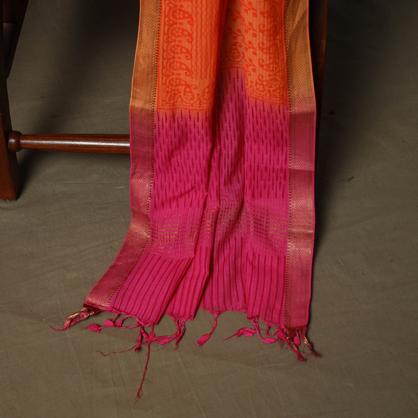 Hand block print mangalagiri cotton 3pc unstitched dress