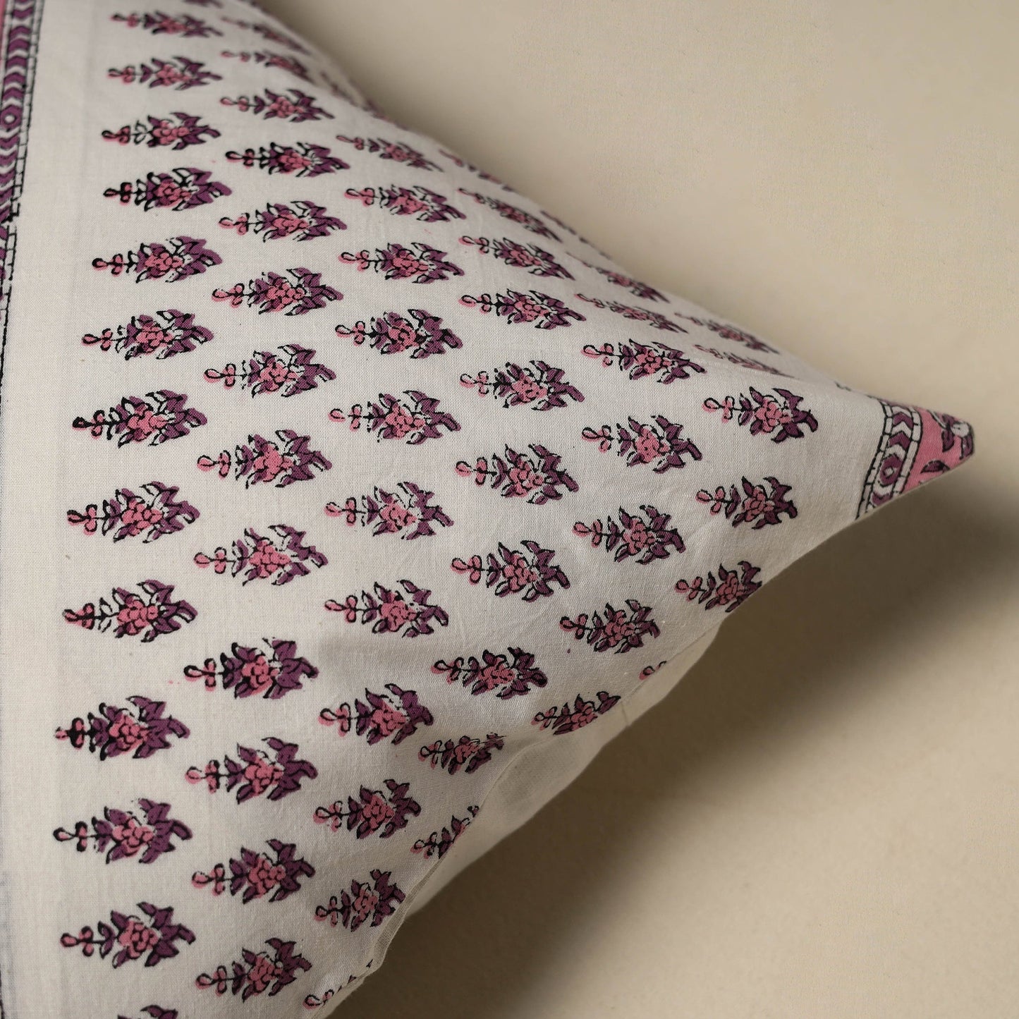 Hand sanganeri floral cushion cover 24 - handcrafted