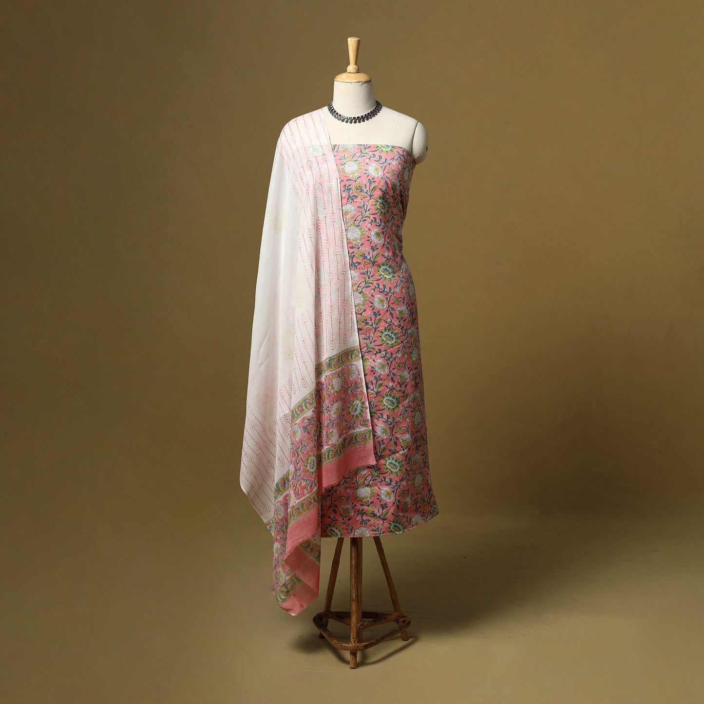 Hand sanganeri cotton 3pc unstitched dress material 04