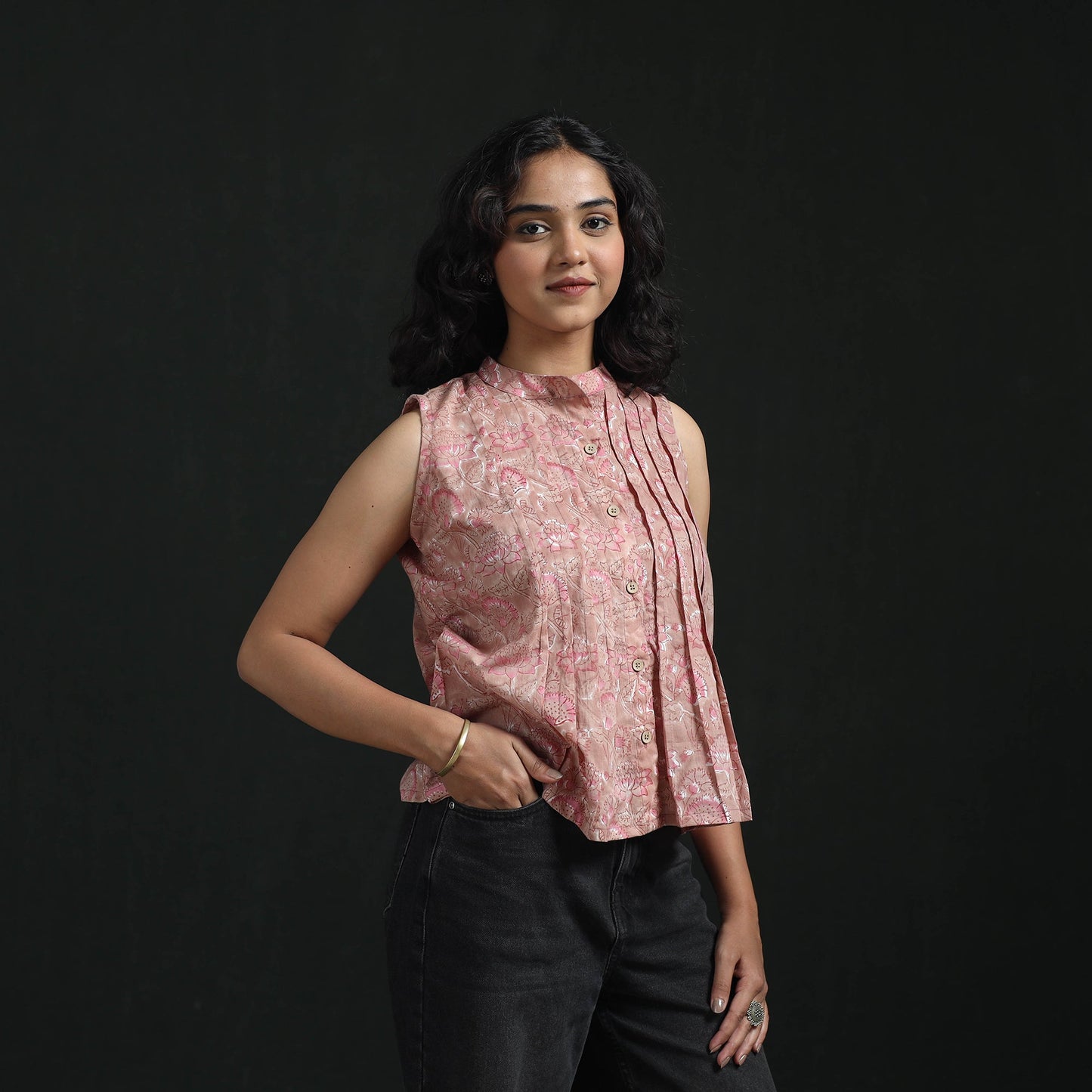 Hand block sanganeri print cotton floral crop top 12