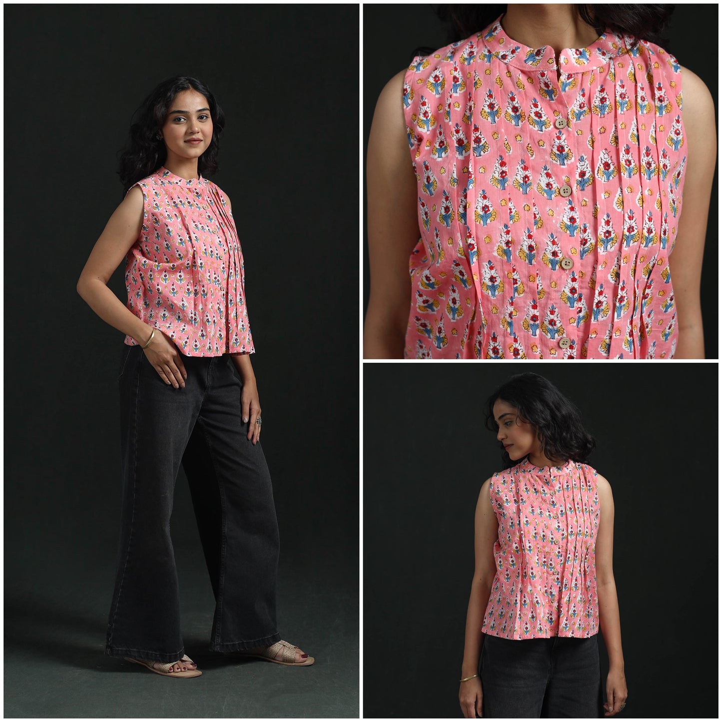 Hand block sanganeri print cotton floral crop top 14
