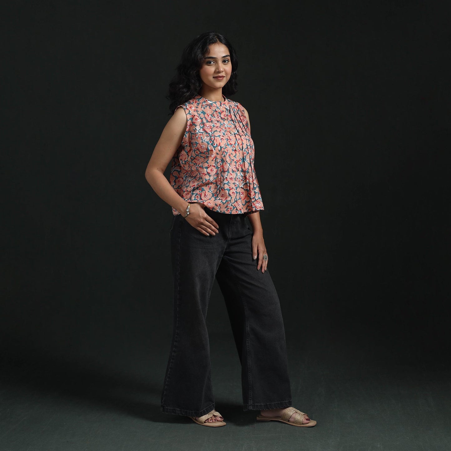 Hand block sanganeri print cotton floral crop top 15