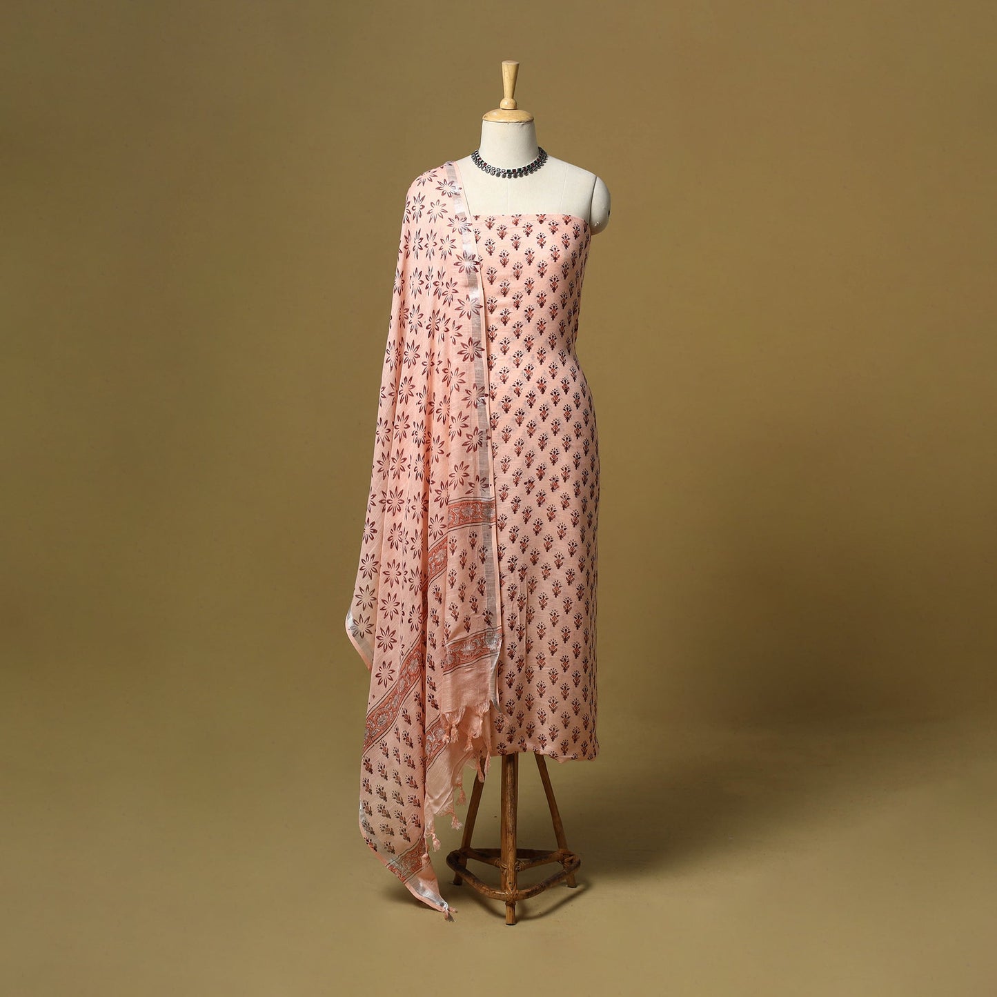 Hand sanganeri linen 3pc unstitched dress material 03