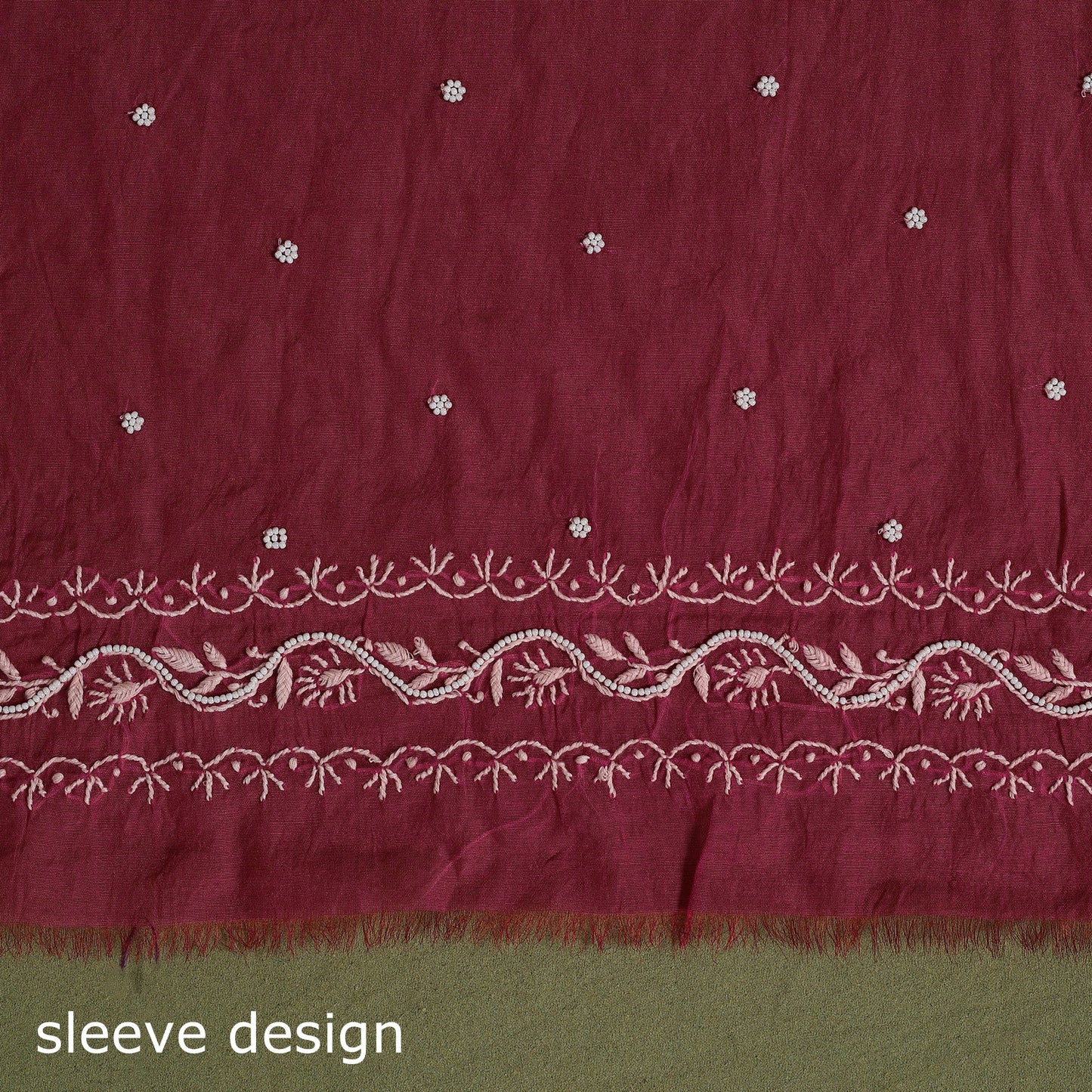 Pink Hand Embroidery 2pc Mul Chanderi Chikankari Dress Material