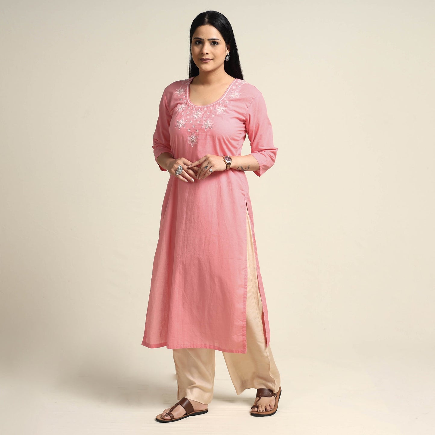 Hand Embroidery Plain Kurta