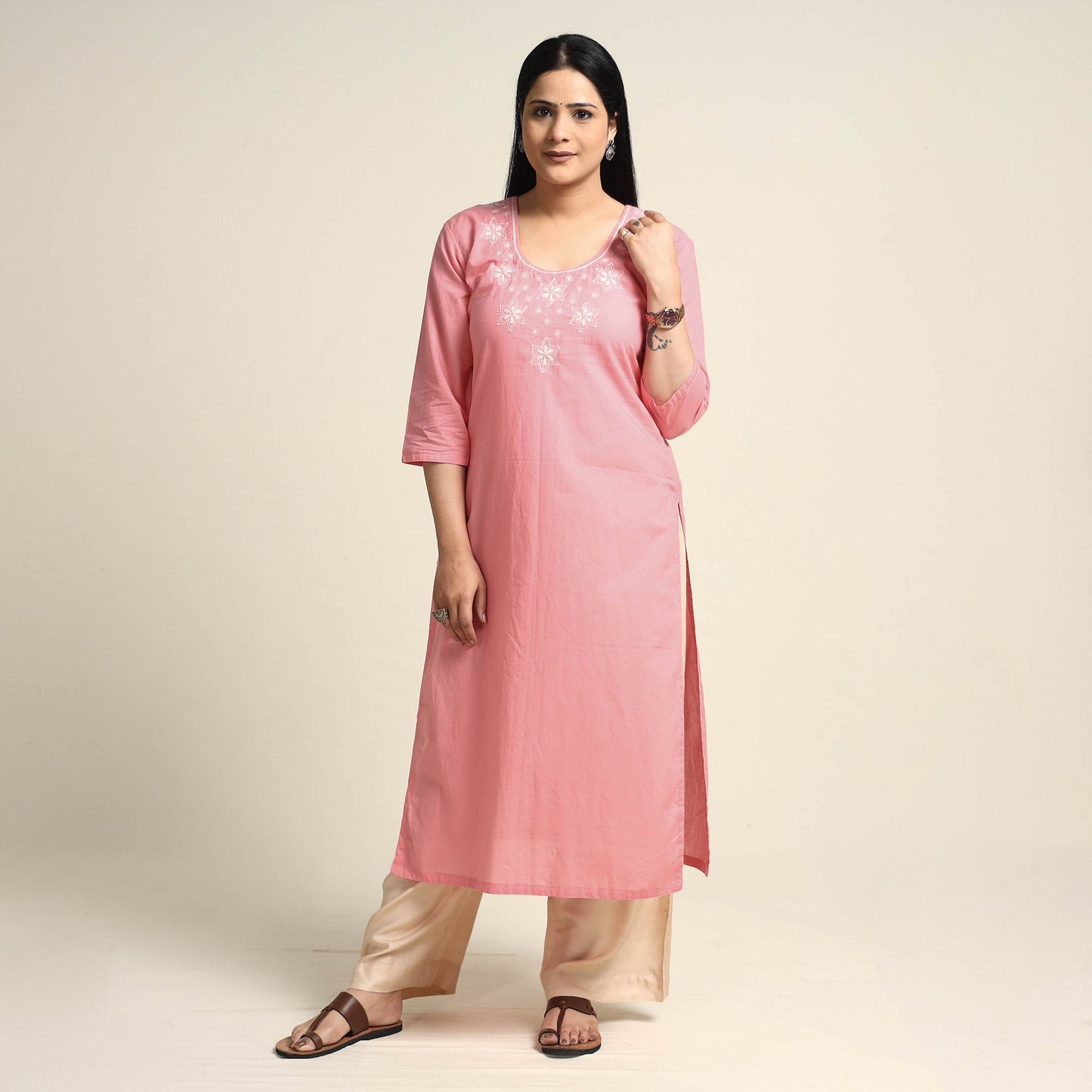 Hand Embroidery Plain Kurta