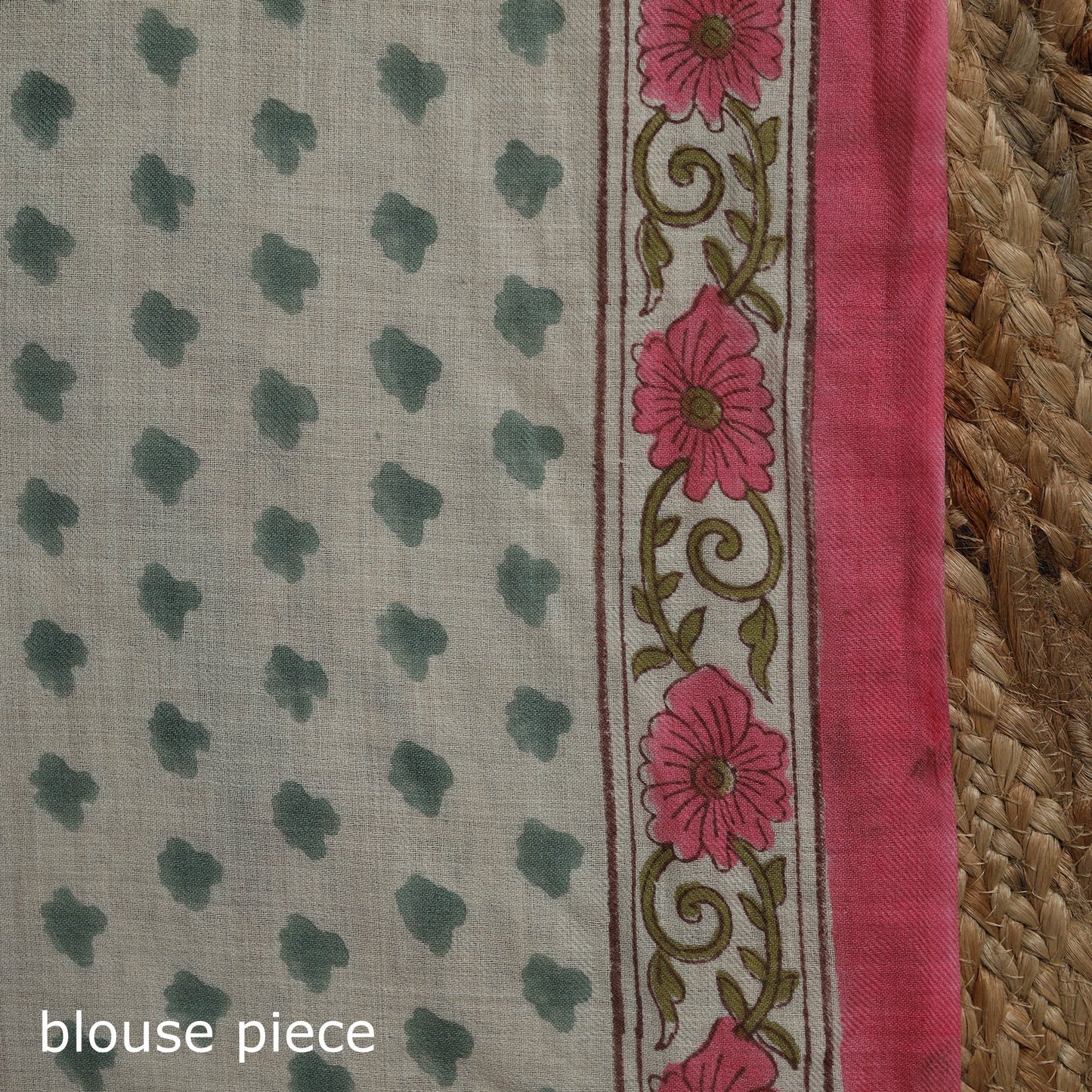 Hand merino wool sanganeri saree 02 - handcrafted