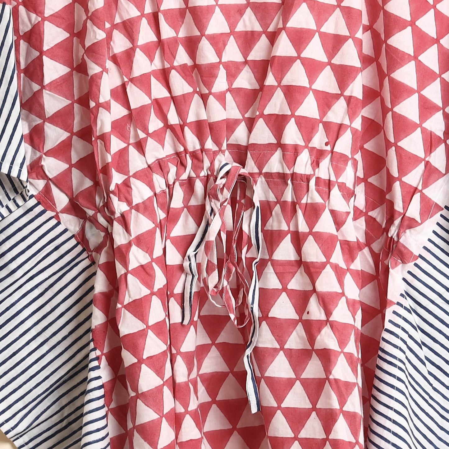 Hand Block Printed Cotton Kaftan & Pyjama Night Suit Set