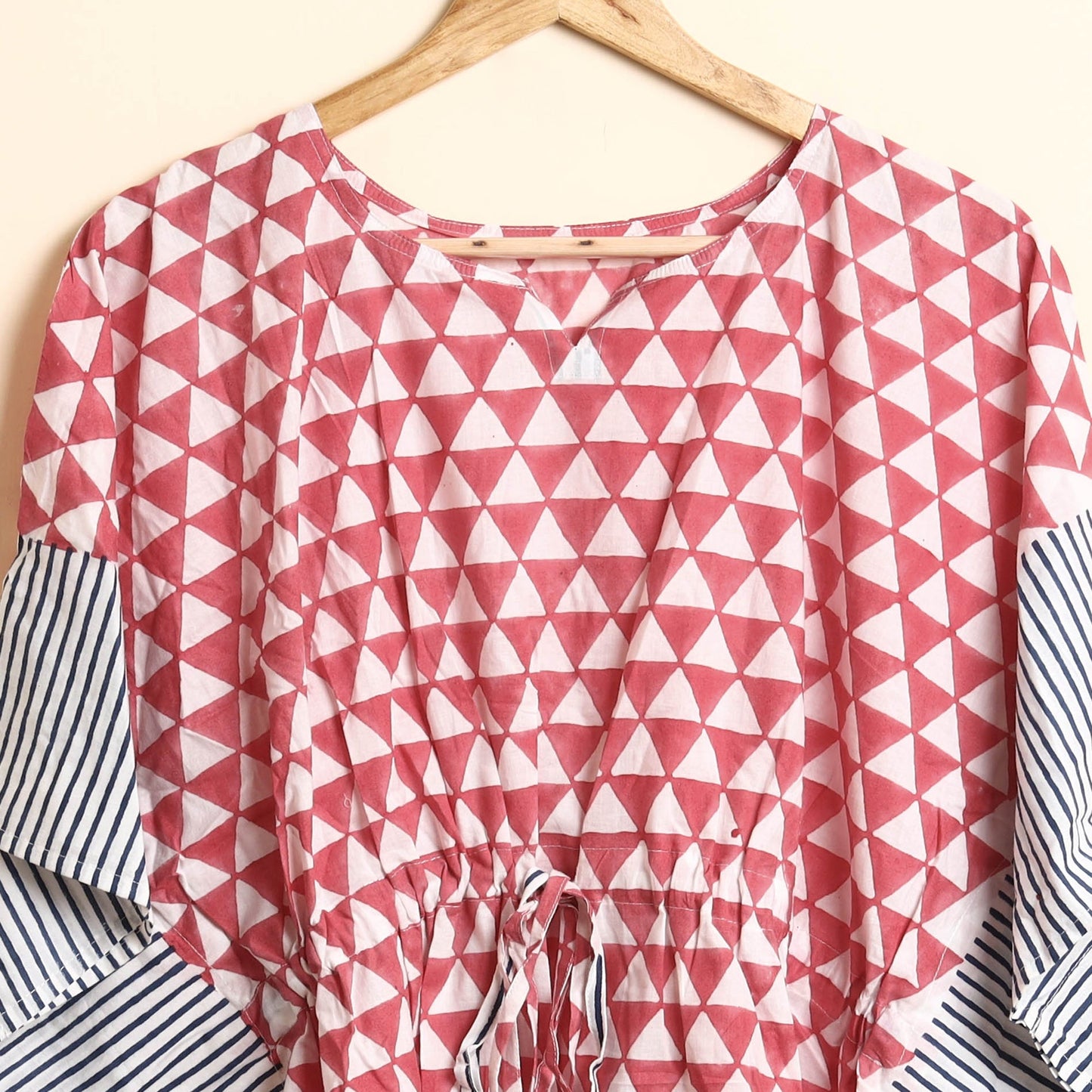Hand Block Printed Cotton Kaftan & Pyjama Night Suit Set