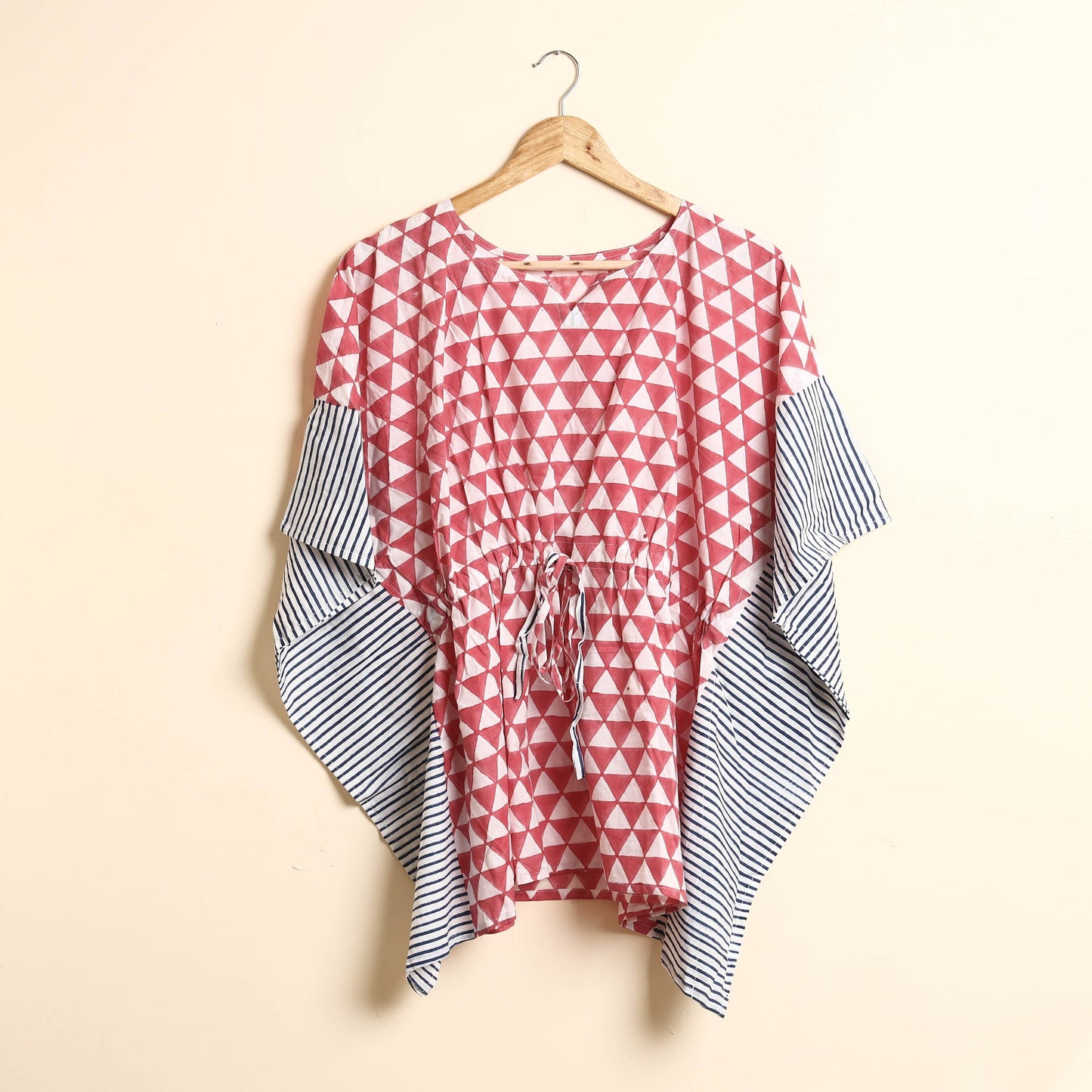 Hand Block Printed Cotton Kaftan & Pyjama Night Suit Set