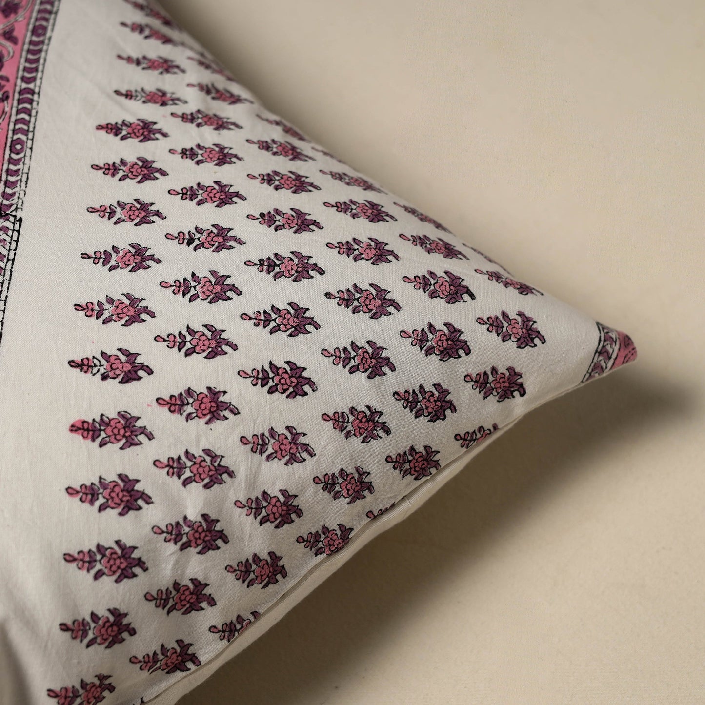 Hand sanganeri floral cushion cover 23 - handcrafted