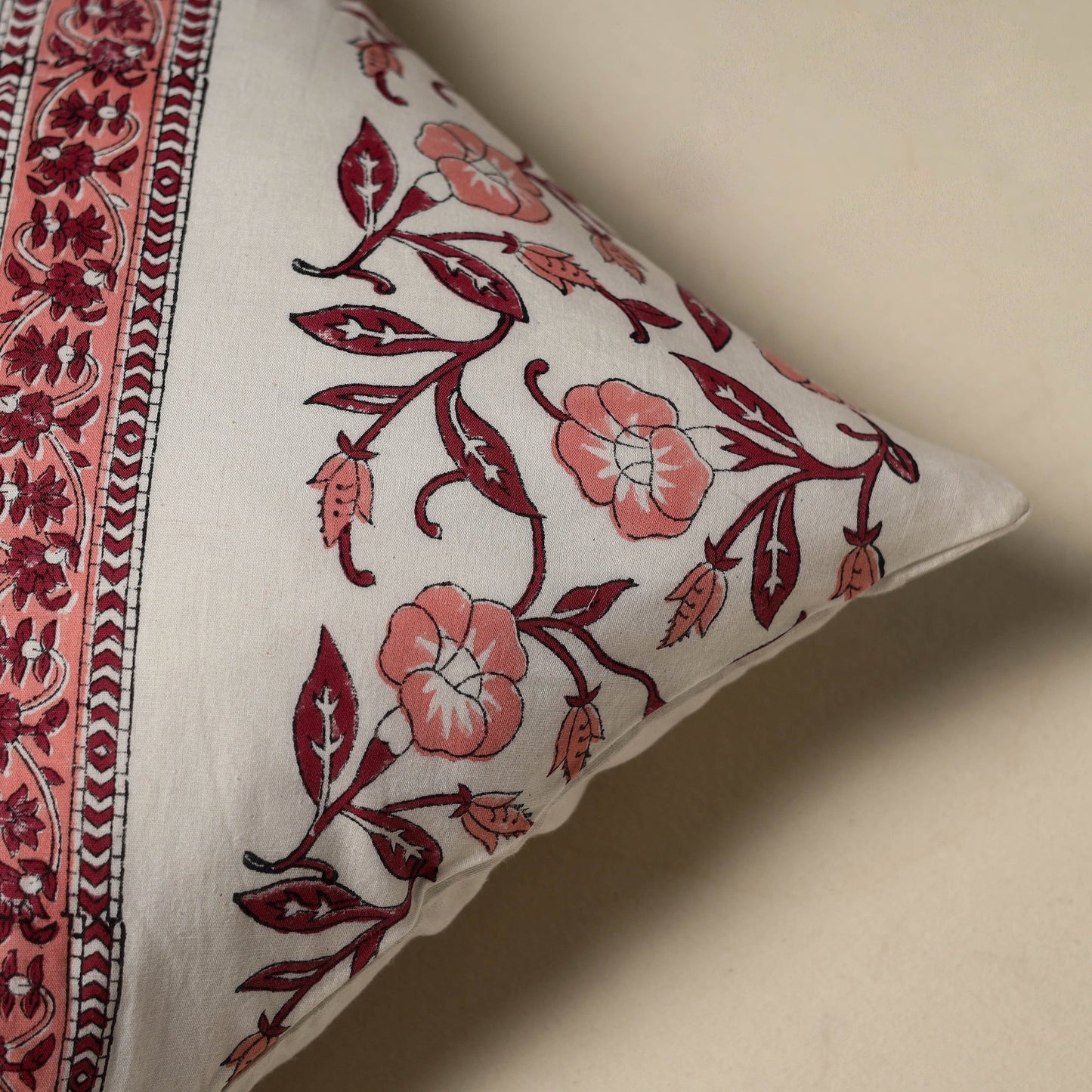 Hand sanganeri floral cushion cover 25 - handcrafted