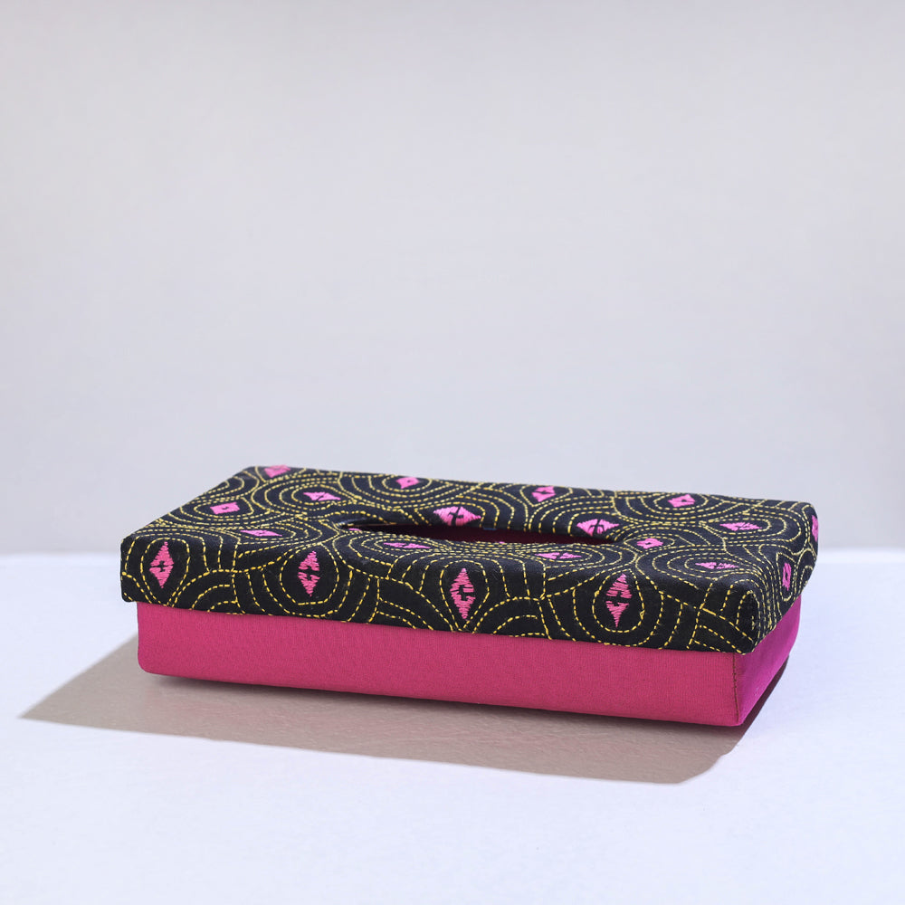 Pink Bengal Kantha Work Handcrafted Tissue Box