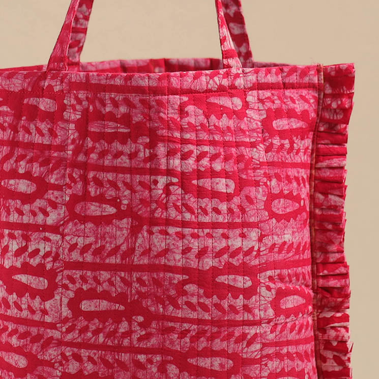 Pink Handcrafted Indian Cotton Jhola Bag Online
