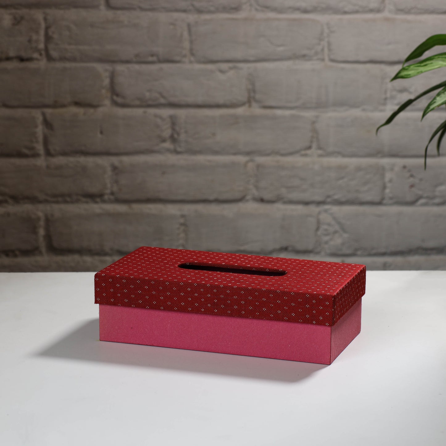Pink Handcrafted Mashru Silk Fabric Tissue Box