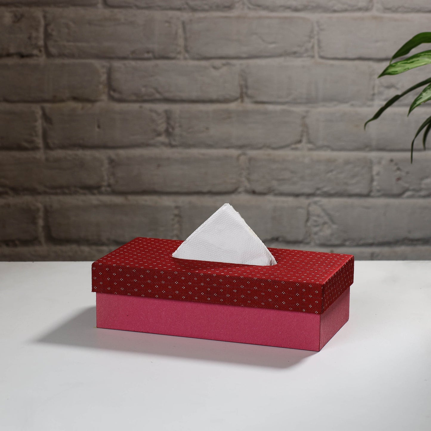 Pink Handcrafted Mashru Silk Fabric Tissue Box