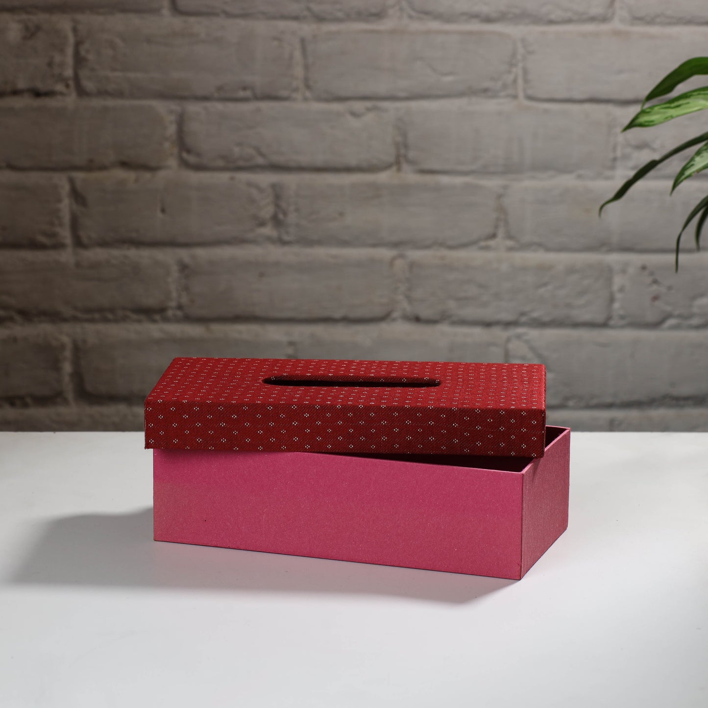 Pink Handcrafted Mashru Silk Fabric Tissue Box