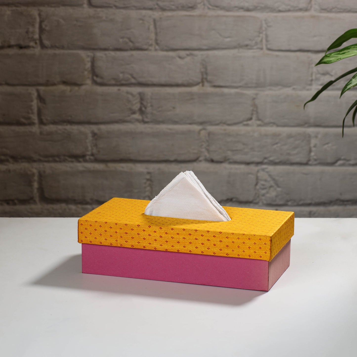 Pink Handcrafted Mashru Silk Fabric Tissue Box