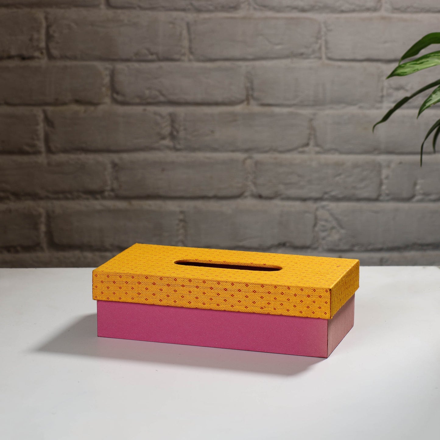 Pink Handcrafted Mashru Silk Fabric Tissue Box
